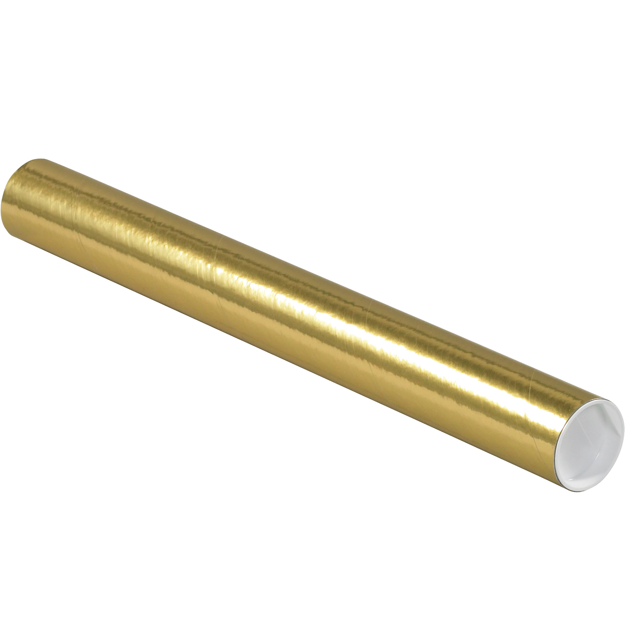Mailing Tubes with Caps, 2" x 18", Gold, 50/Case
