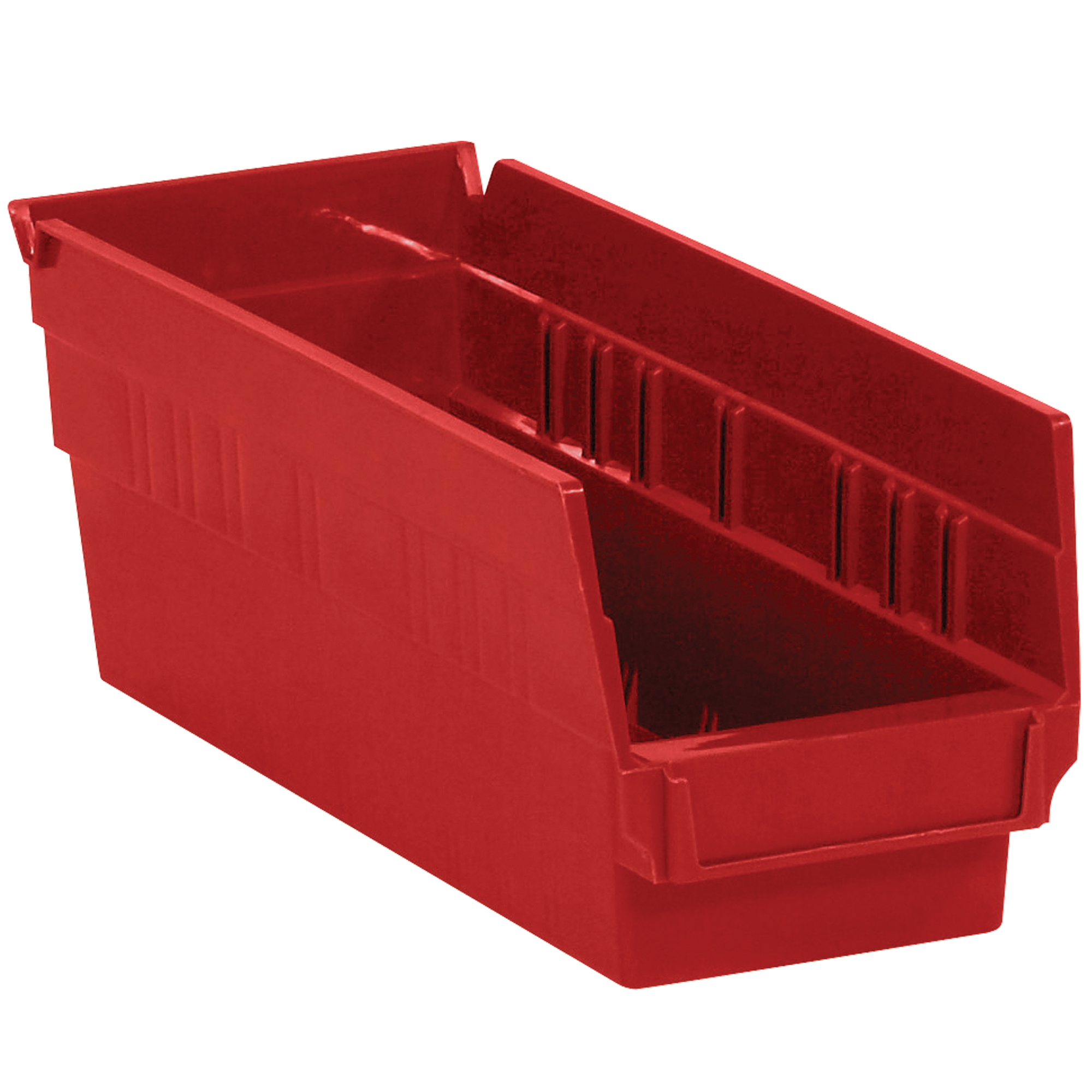 Plastic Shelf Bin Boxes, 11 5/8" x 4 1/8" x 4", Red, 36/Case