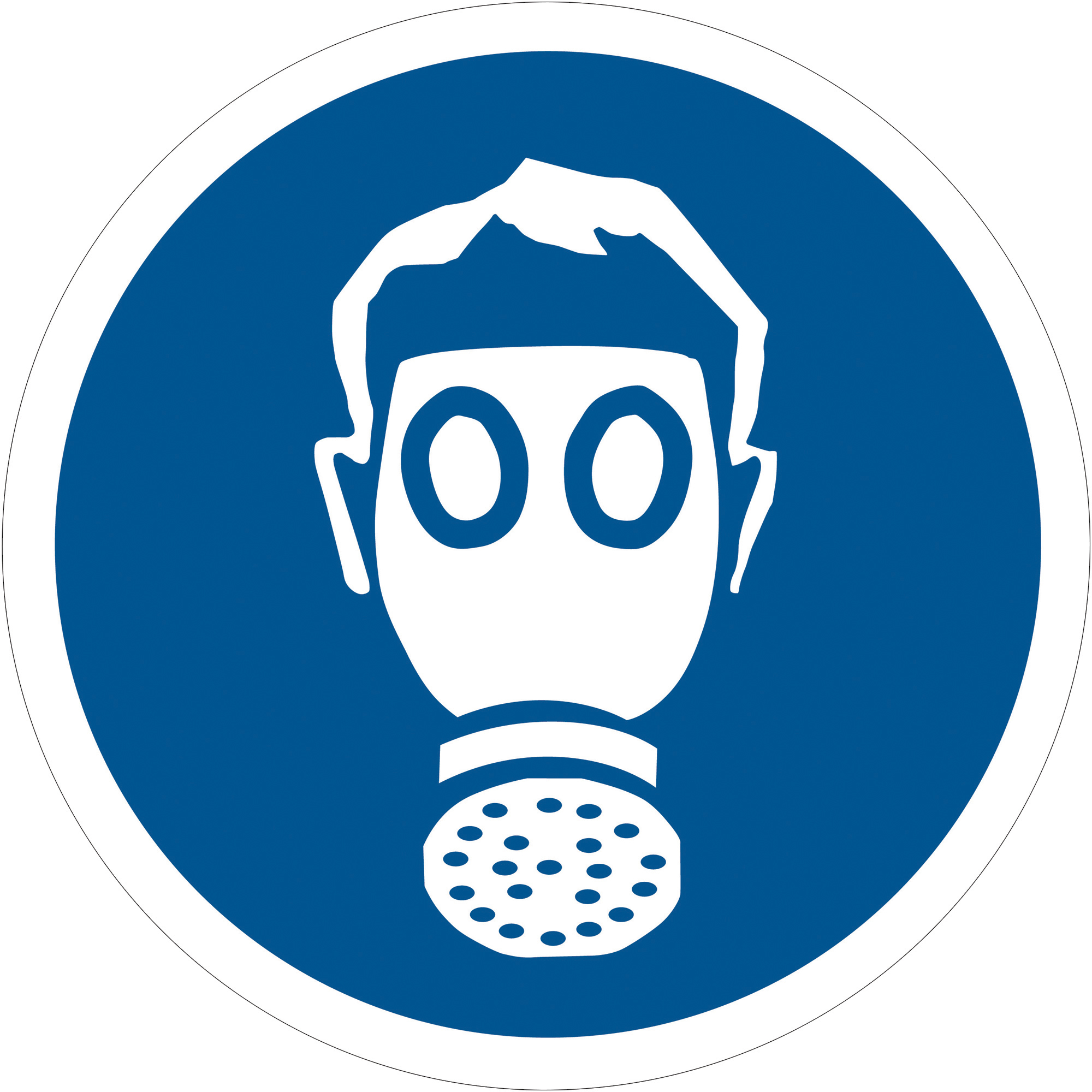 Tape Logic® Wear Respiratory Protection Durable Safety Label, 2" Circle, Blue/White, 25/Roll