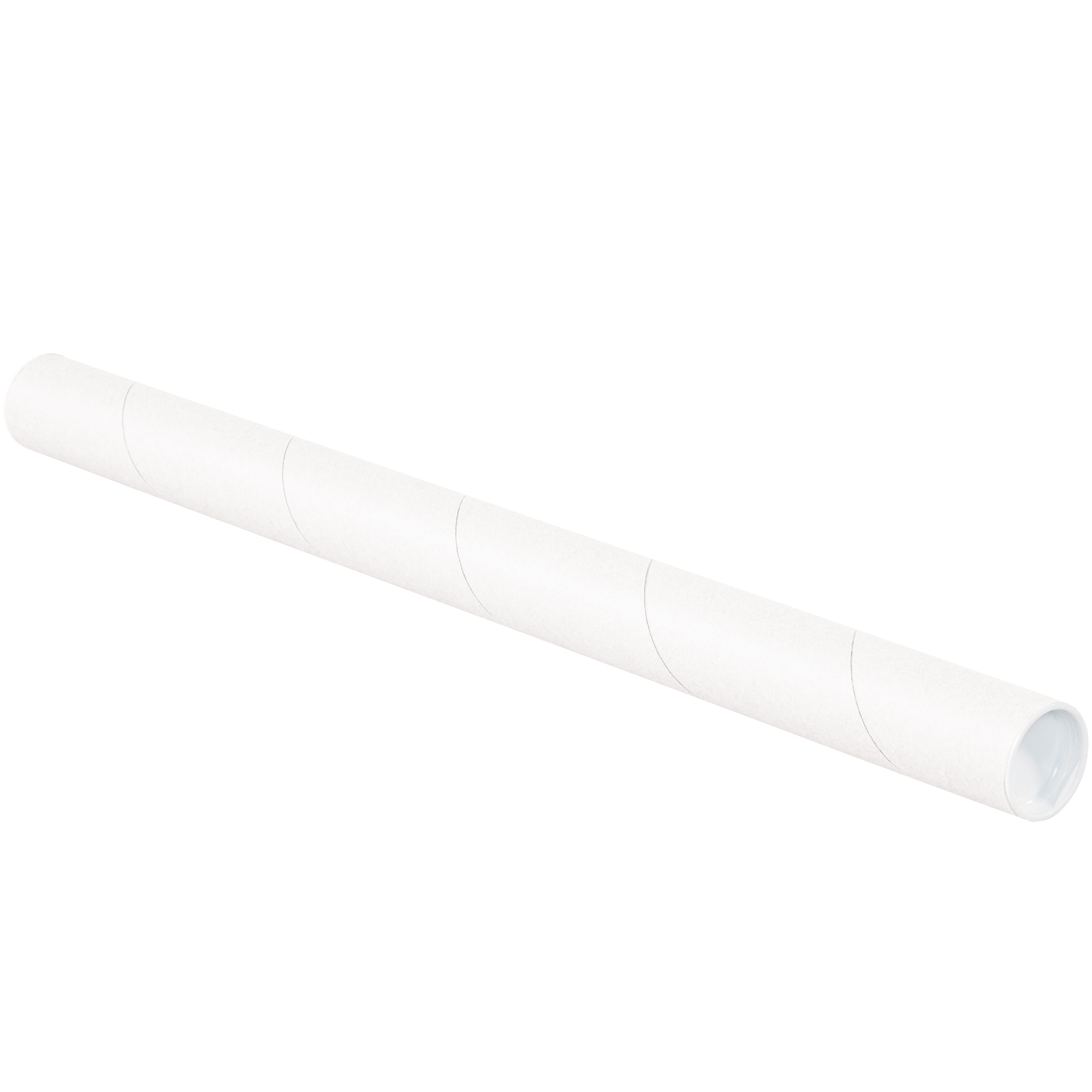 Mailing Tubes with Caps, 1-1/2" x 24", White, 50/Case