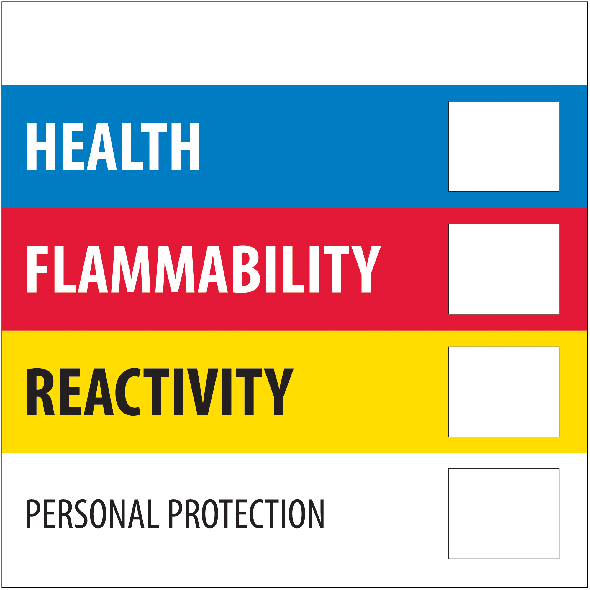 Tape Logic® Labels, "Health Flammability Reactivity", 4" x 4", Multiple, 500/Roll