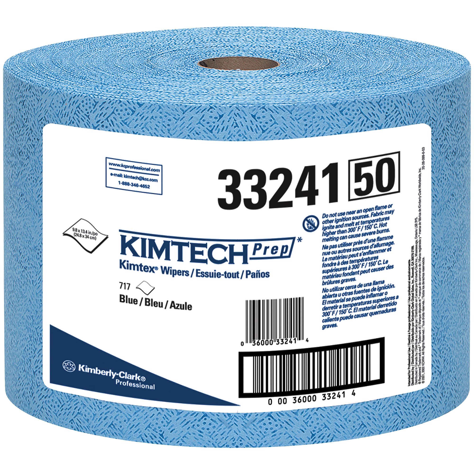 Kimtech® Prep Jumbo Roll Wipers, 9.8" x 13.4", Blue, 717/Case