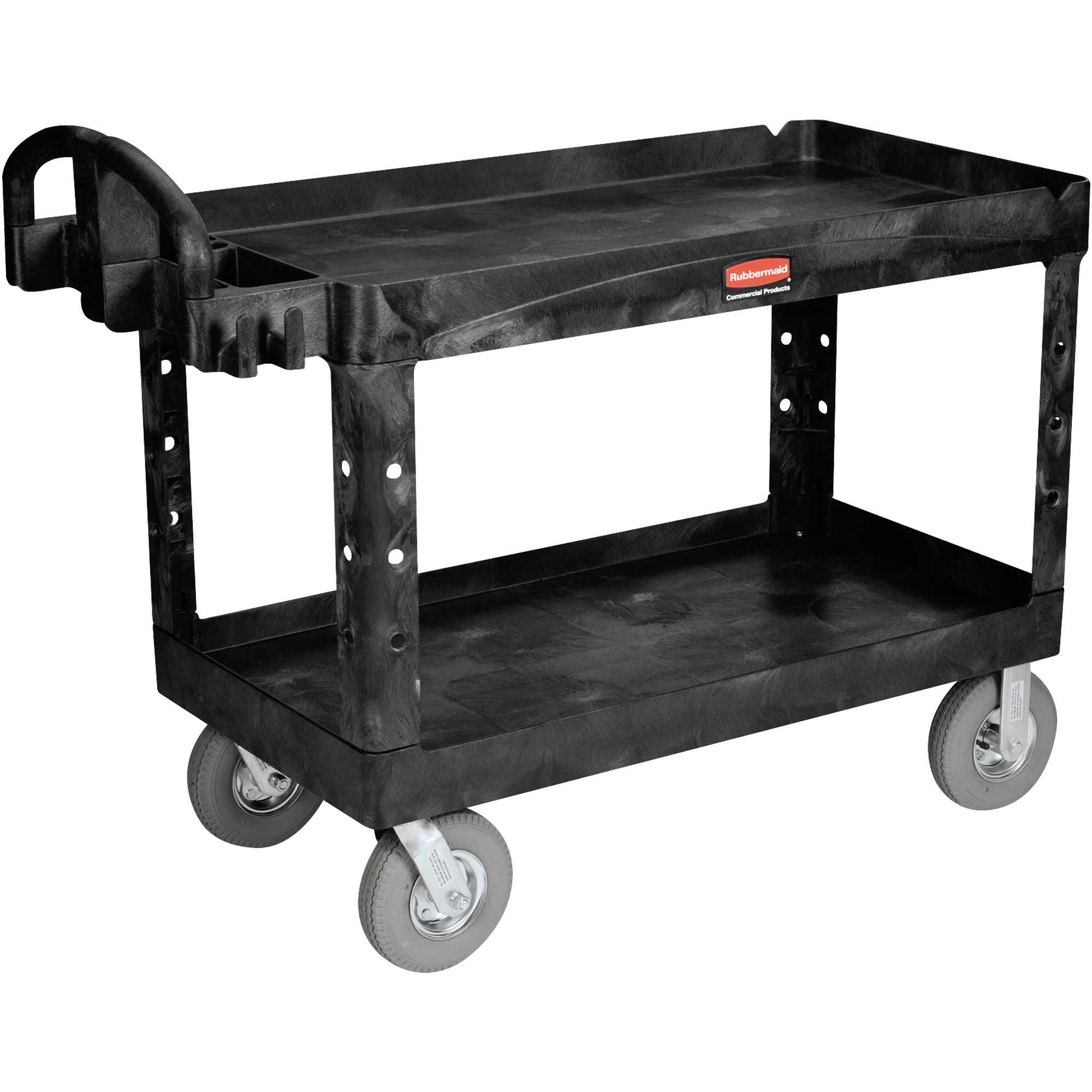 Rubbermaid® Utility Cart with Pneumatic Wheels, 54" x 25" x 37", Black, 1/Each