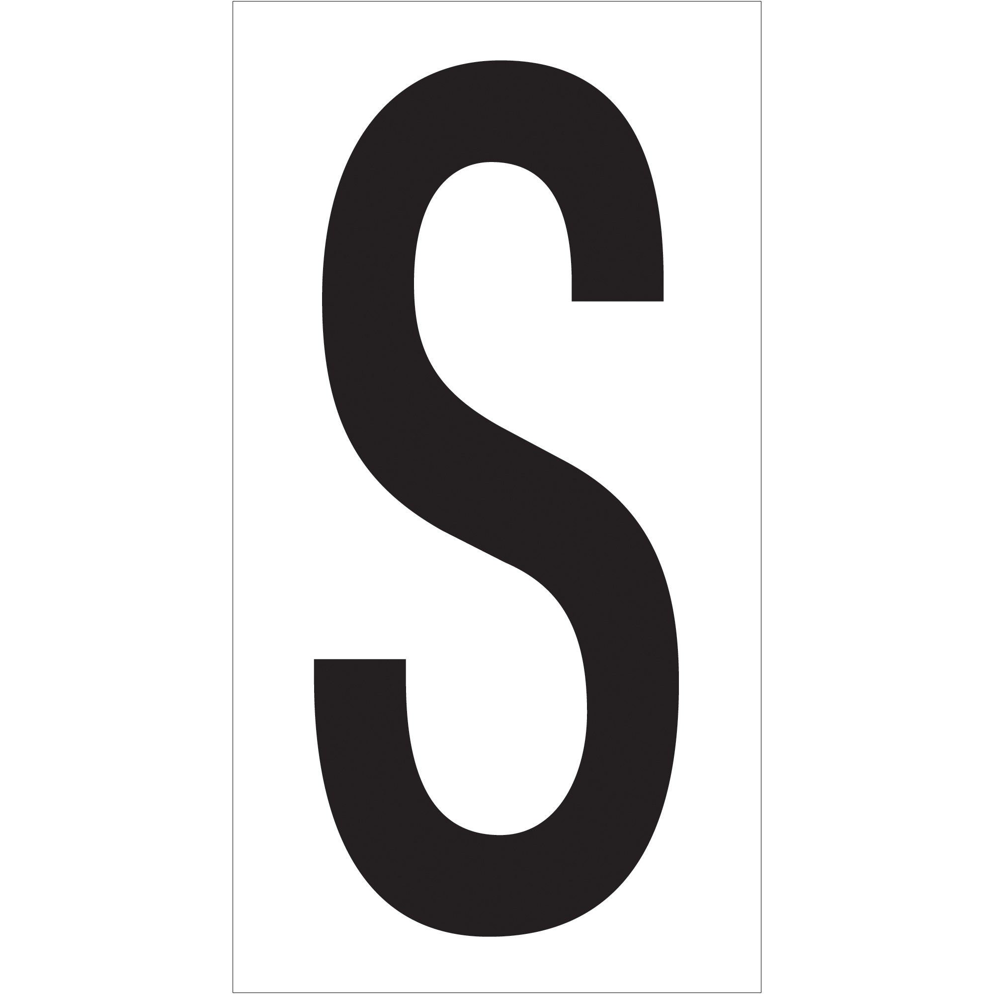 Vinyl Warehouse Letter Labels, "S", 3 1/2", Black/White, 50/Case
