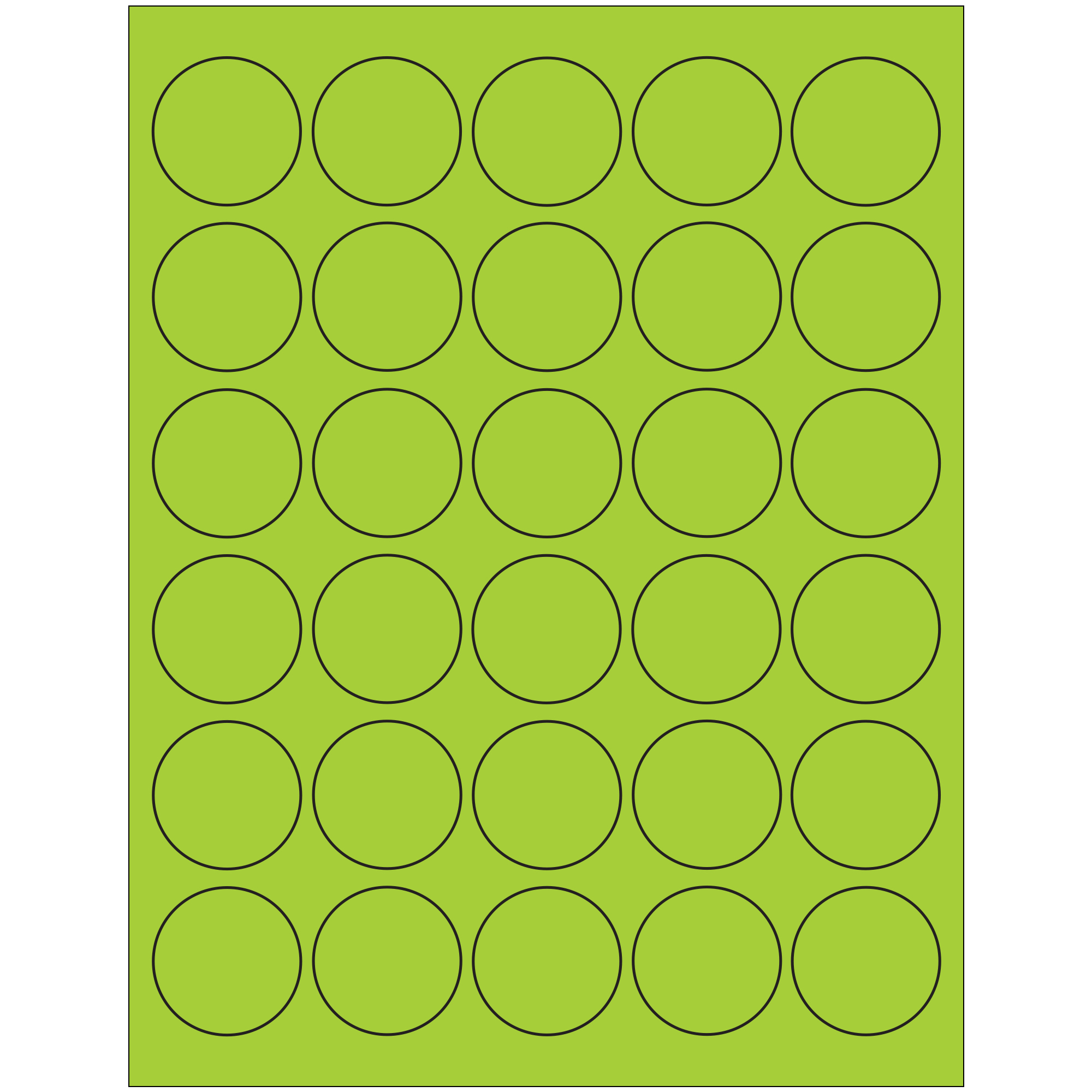 Tape Logic® Fluorescent Circle Laser Labels, 1 1/2", Fluorescent Green, 3000/Case