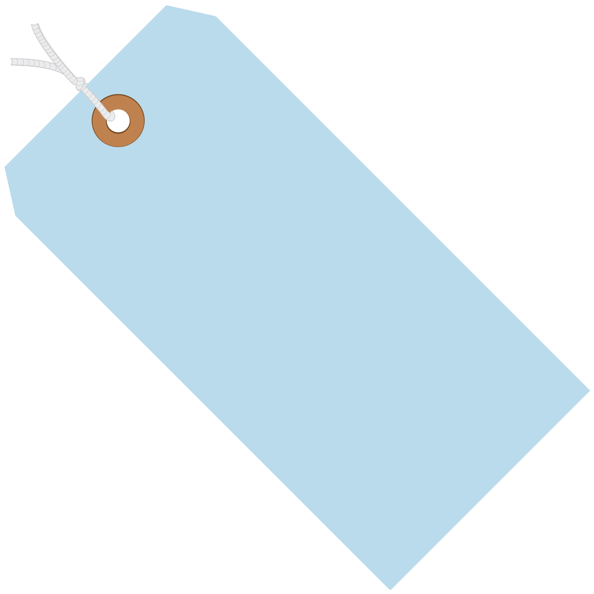 Shipping Tags, Pre-Strung, 13 Pt., 6 1/4" x 3 1/8", Light Blue, 1000/Case