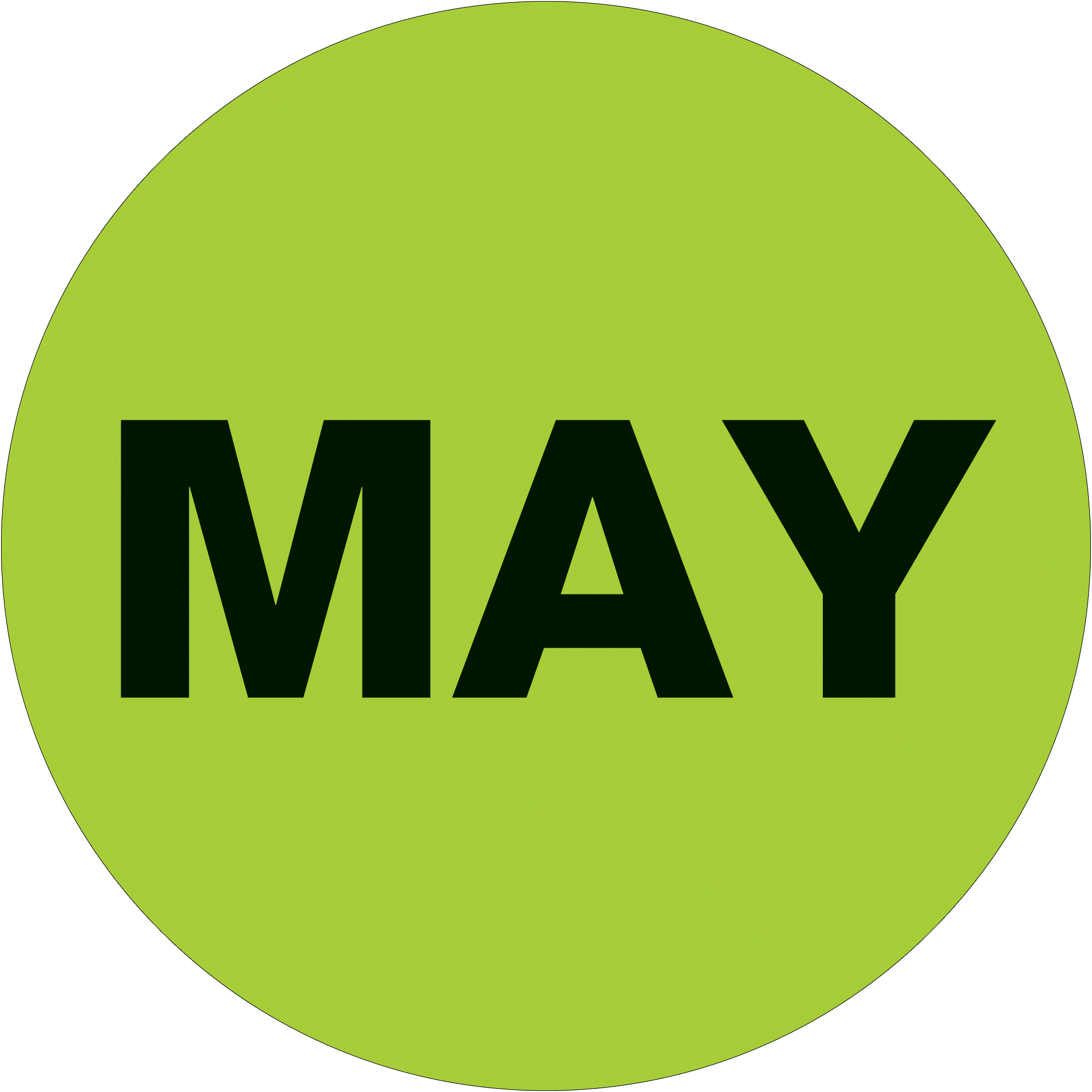 Tape Logic® Months of the Year Labels, "MAY", 2" Circle, Fluorescent Green, 500/Roll
