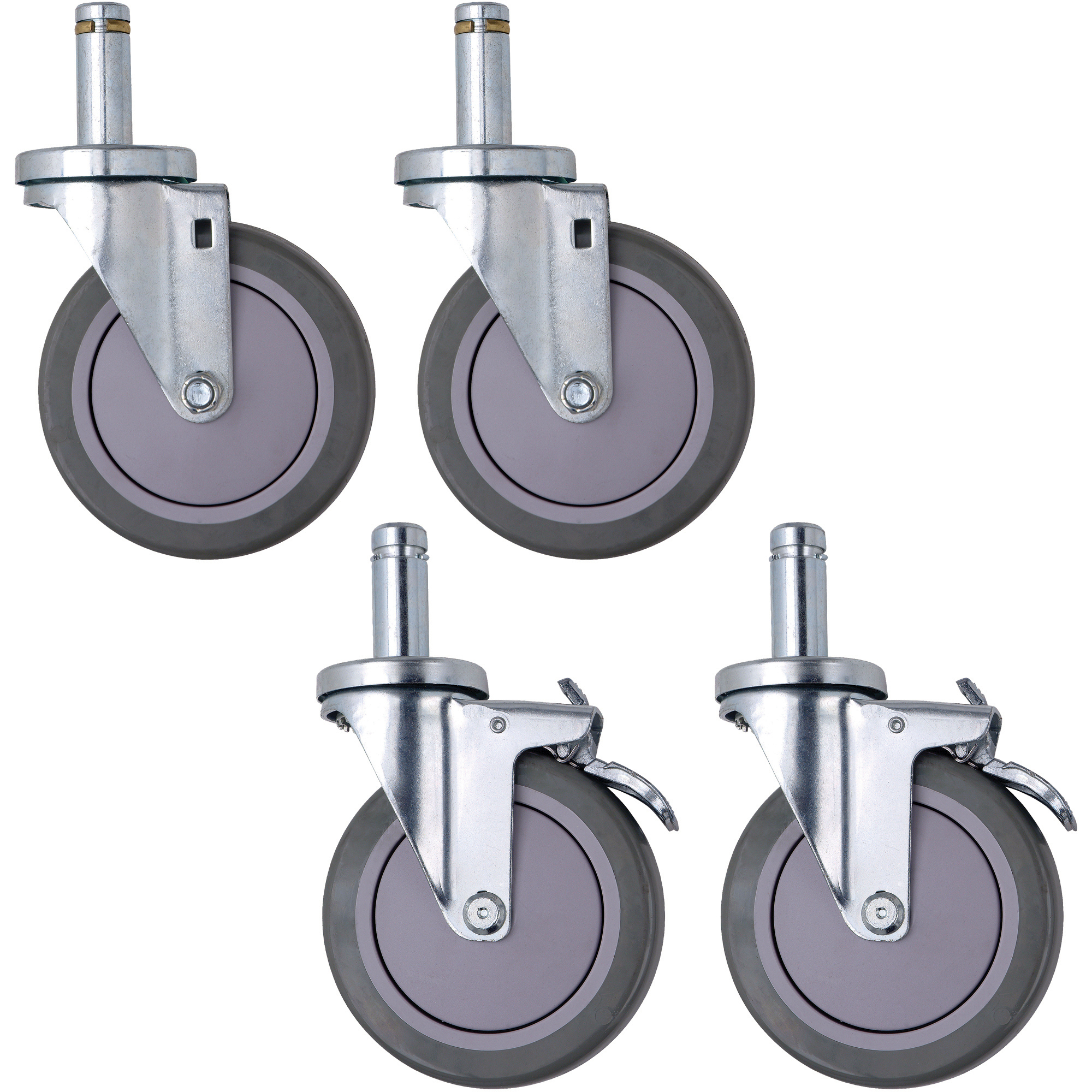 Swivel Casters, Polyurethane, 5" x 1 1/4", Gray, 4/Case