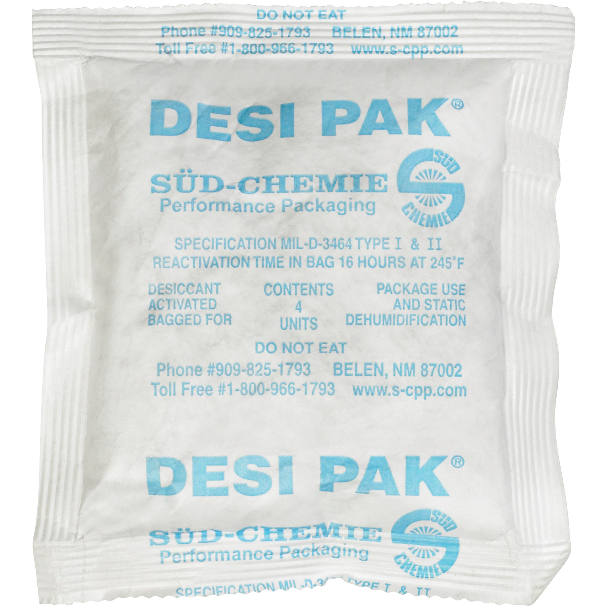 Tyvek® Clay Desiccants, 34 Gallon Drum, 5" x 5 1/2" x 1/2", White, 500/Case