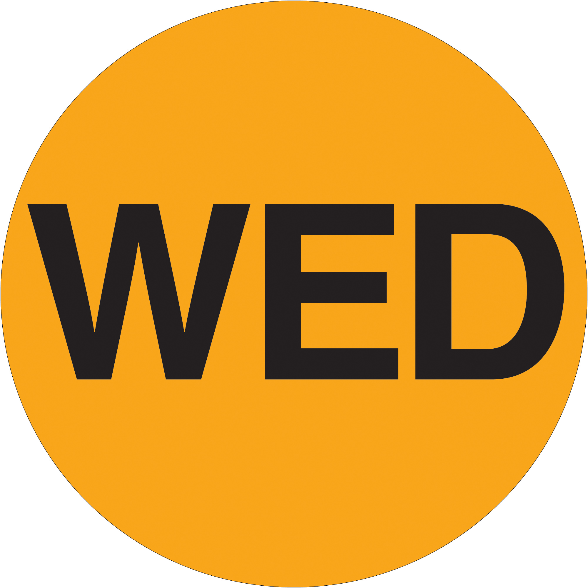 Tape Logic® Inventory Circle Labels, Days of the Week, "WED", 1", Fluorescent Orange, 500/Roll