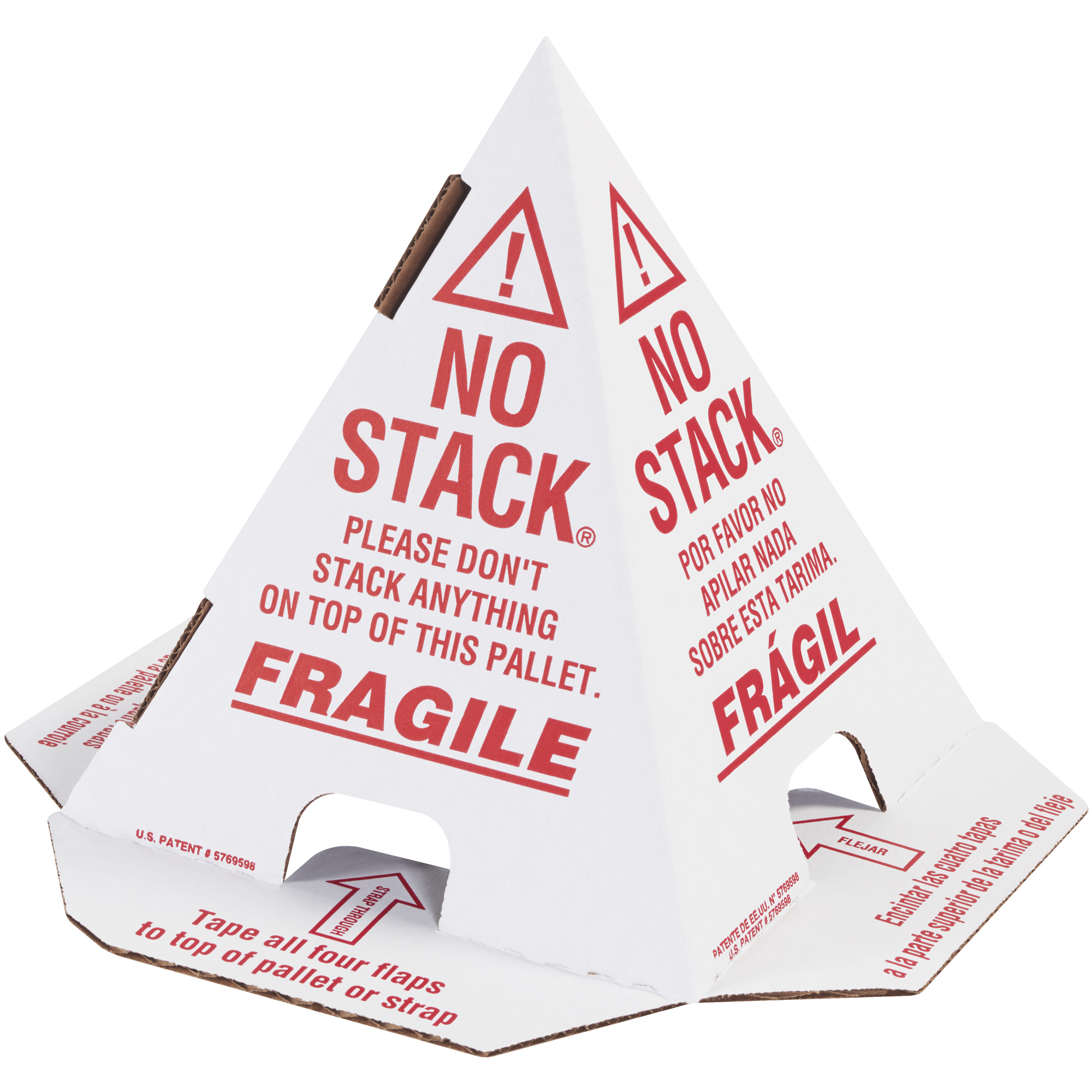 Pallet Cones - English, French & Spanish, 8" x 8" x 10", White with Red Print, 50/Case