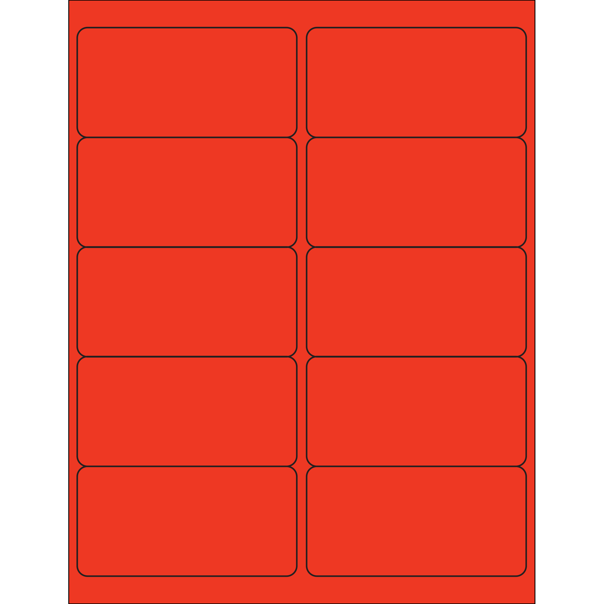4 x 2" Red Rectangle Laser Labels 100 SHEETS