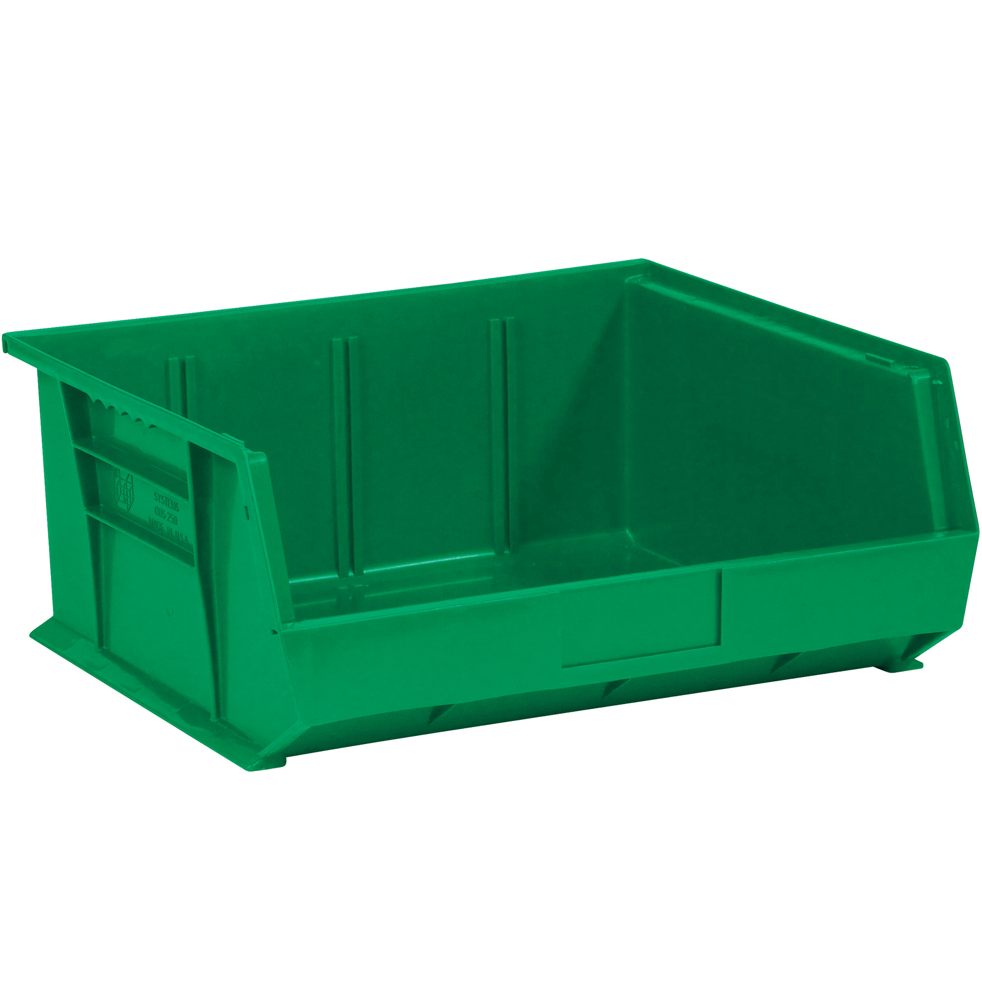 Plastic Stack & Hang Bin Boxes, 14 3/4" x 16 1/2" x 7", Green, 6/Case