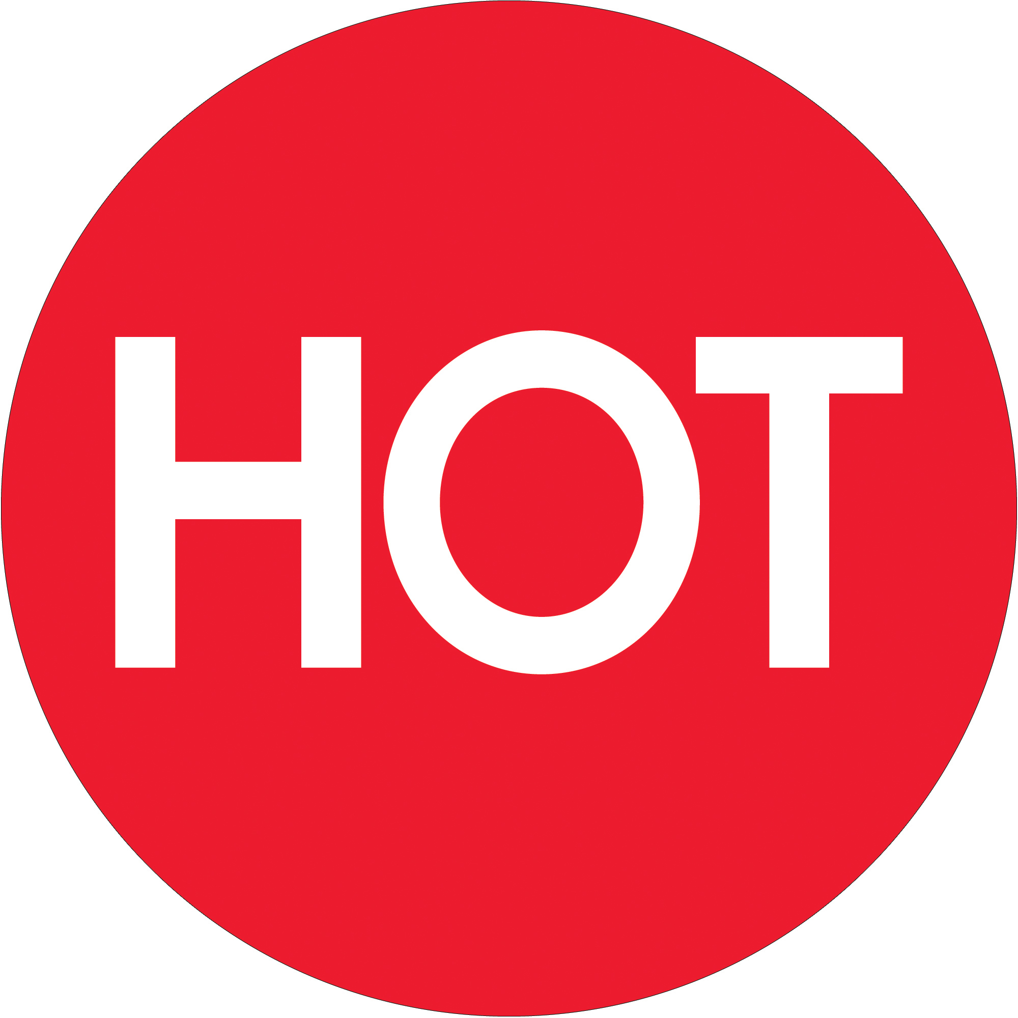 Tape Logic® Labels, "Circle "Hot" (High Gloss), 2", Red/White, 500/Roll