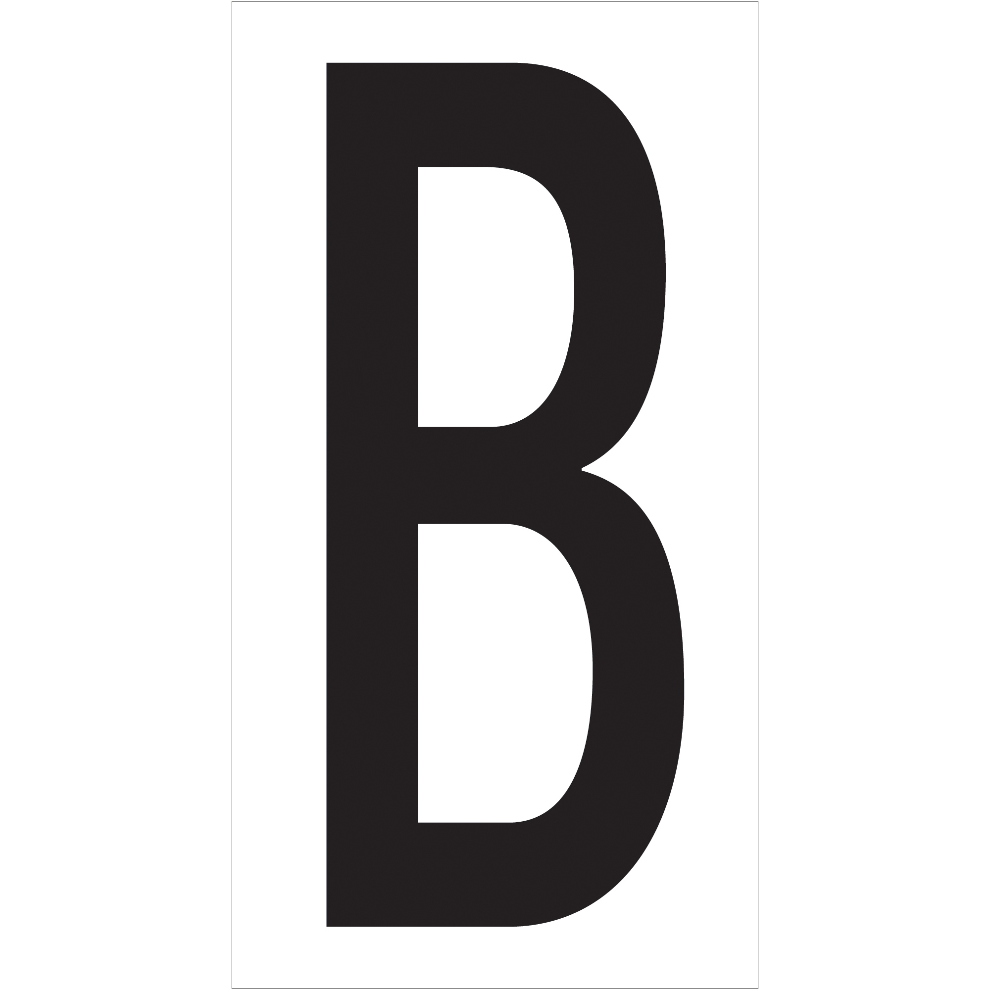 Vinyl Warehouse Letter Labels, "B", 3 1/2", Black/White, 50/Case