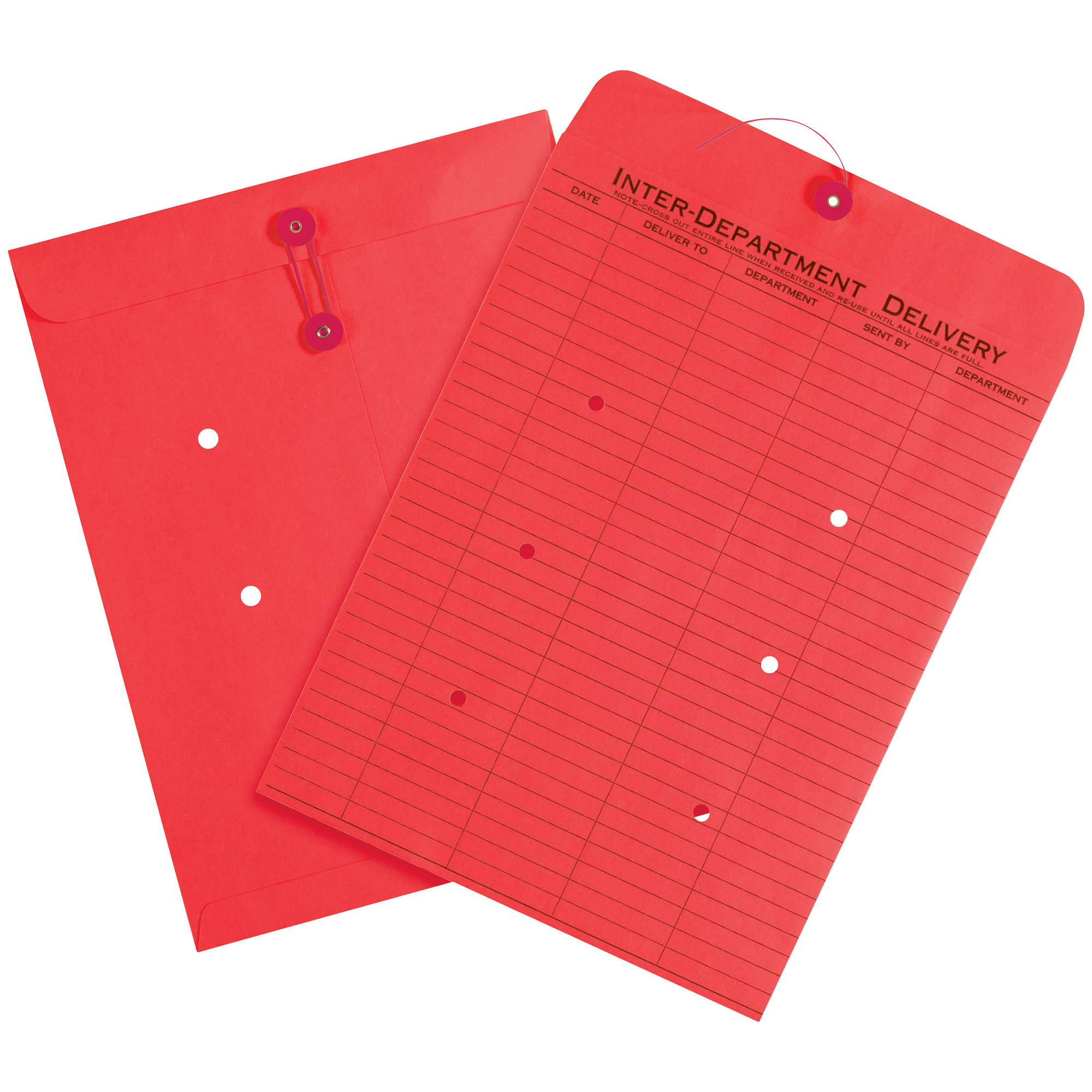 Inter-Department Envelopes, 10" x 13", Red, 100/Case