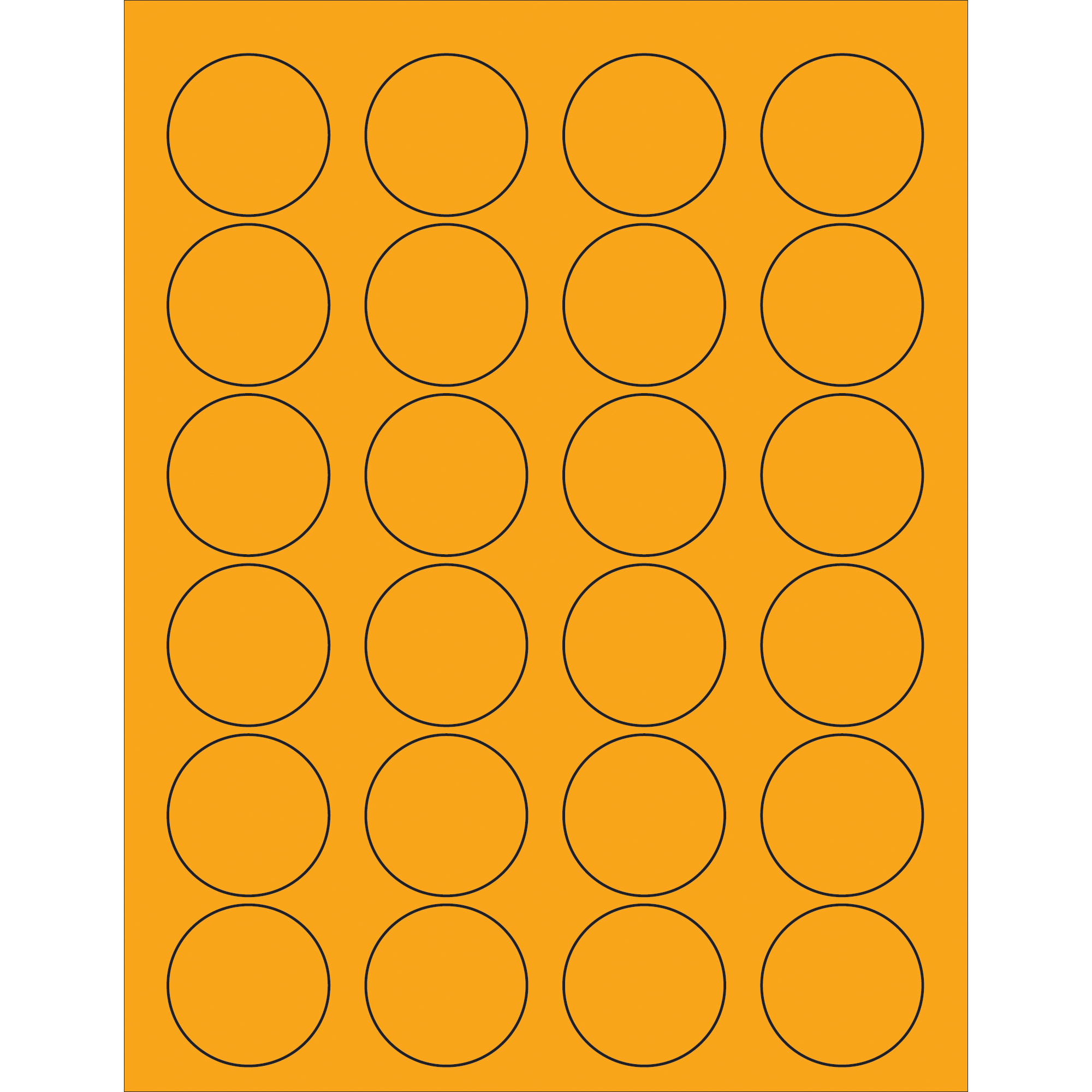 Tape Logic® Circle Laser Labels, 1 5/8", Fluorescent Orange, 2400/Case