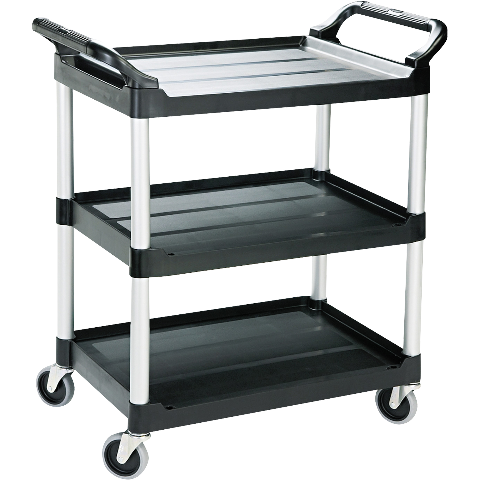 Rubbermaid® Service Cart, 34" x 19" x 38", Black, 1/Each