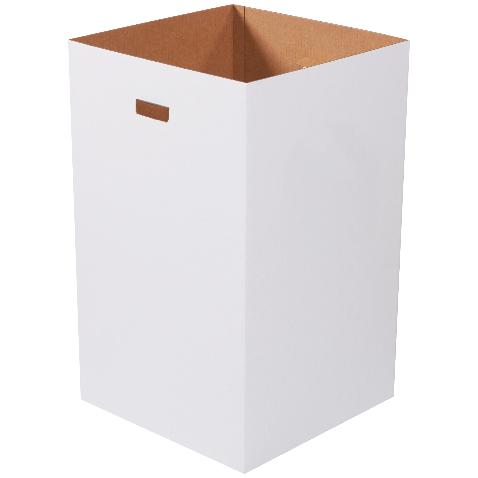 Corrugated Trash Can Plain, 40 Gallon, 18" x 18" x 30", White, 10/Bundle