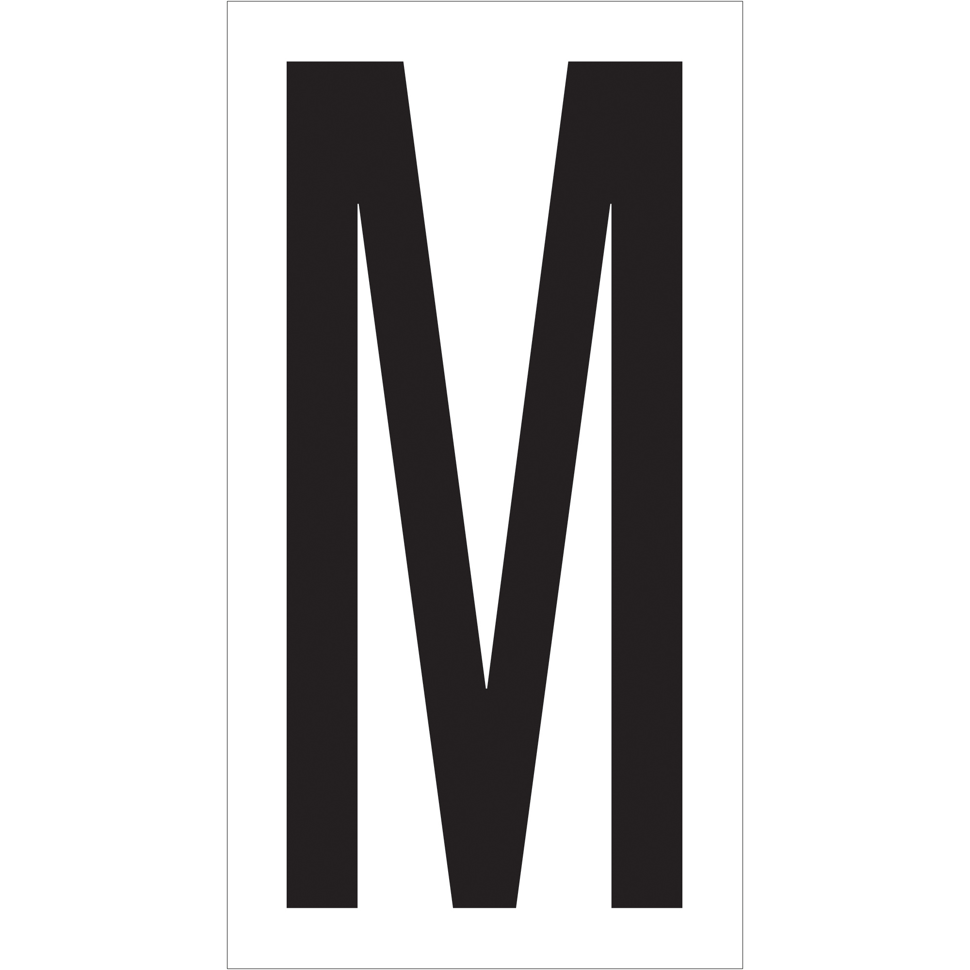 Vinyl Warehouse Letter Labels, "M", 3 1/2", Black/White, 50/Case