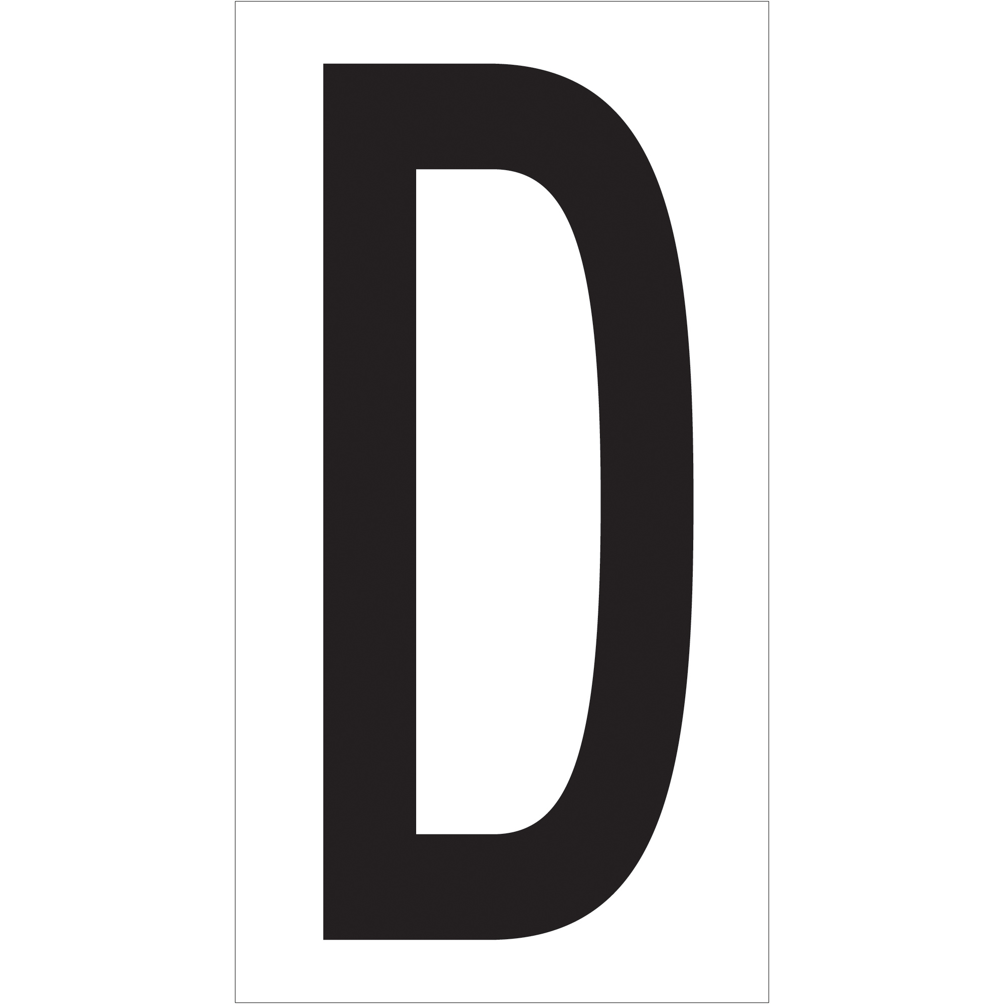 Vinyl Warehouse Letter Labels, "D", 3 1/2", Black/White, 50/Case