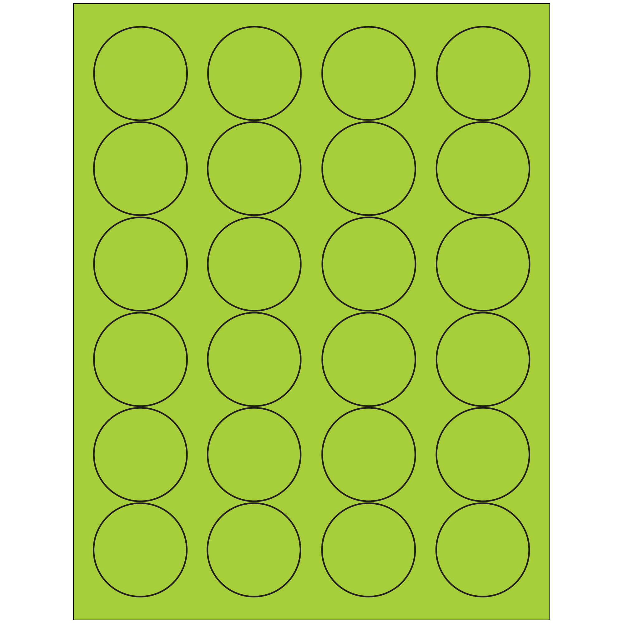 Tape Logic® Fluorescent Circle Laser Labels, 1 2/3", Fluorescent Green, 2400/Case