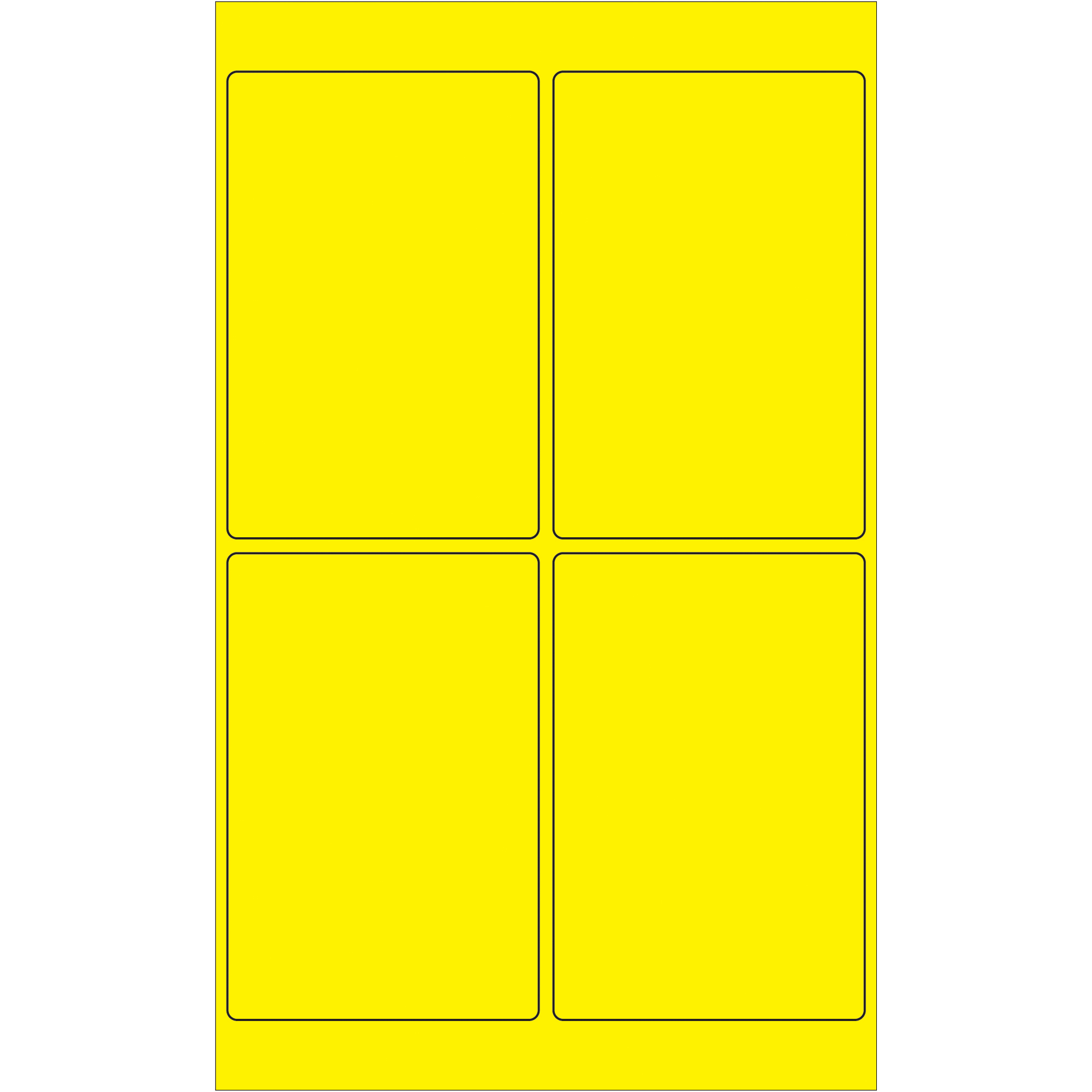 Tape Logic® Rectangle Laser Labels, 4" x 6", Fluorescent Yellow, 400/Case