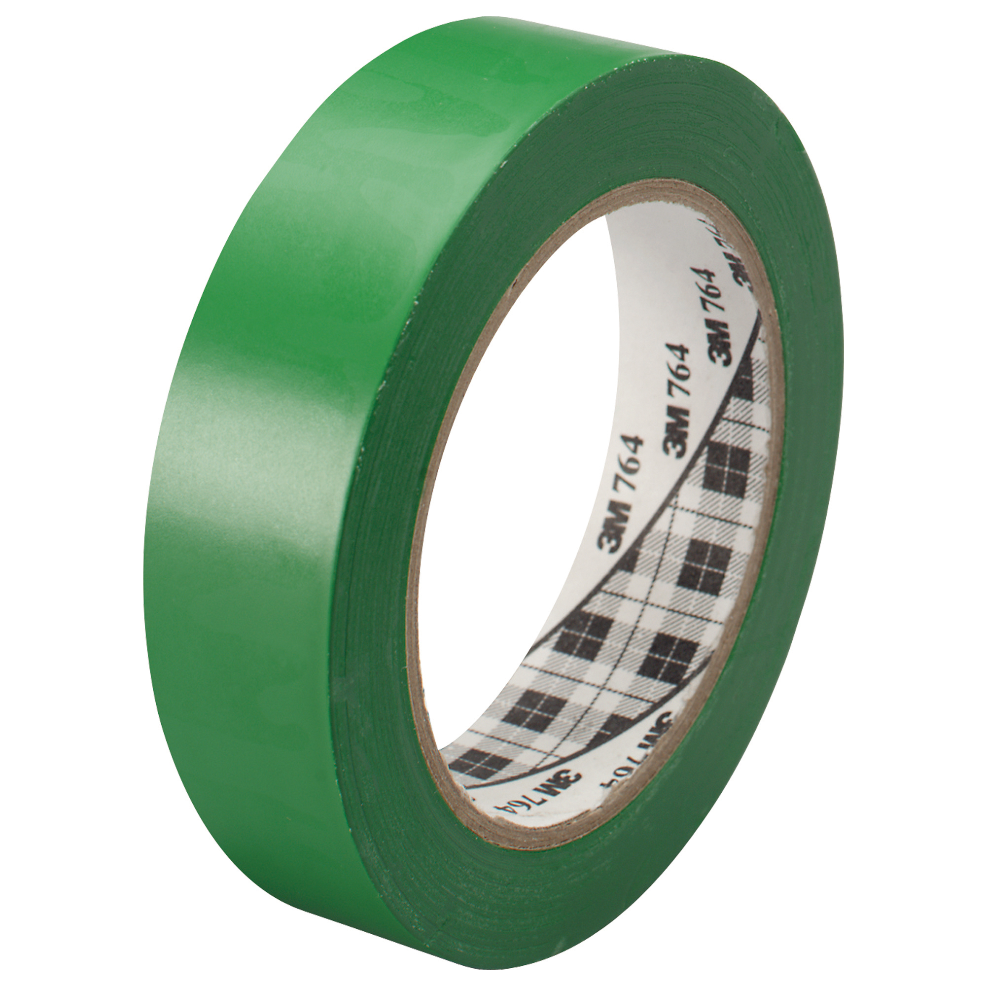 3M™ 764 Vinyl Tape, 5.0 Mil, 1" x 36 yds, Green, 36/Case