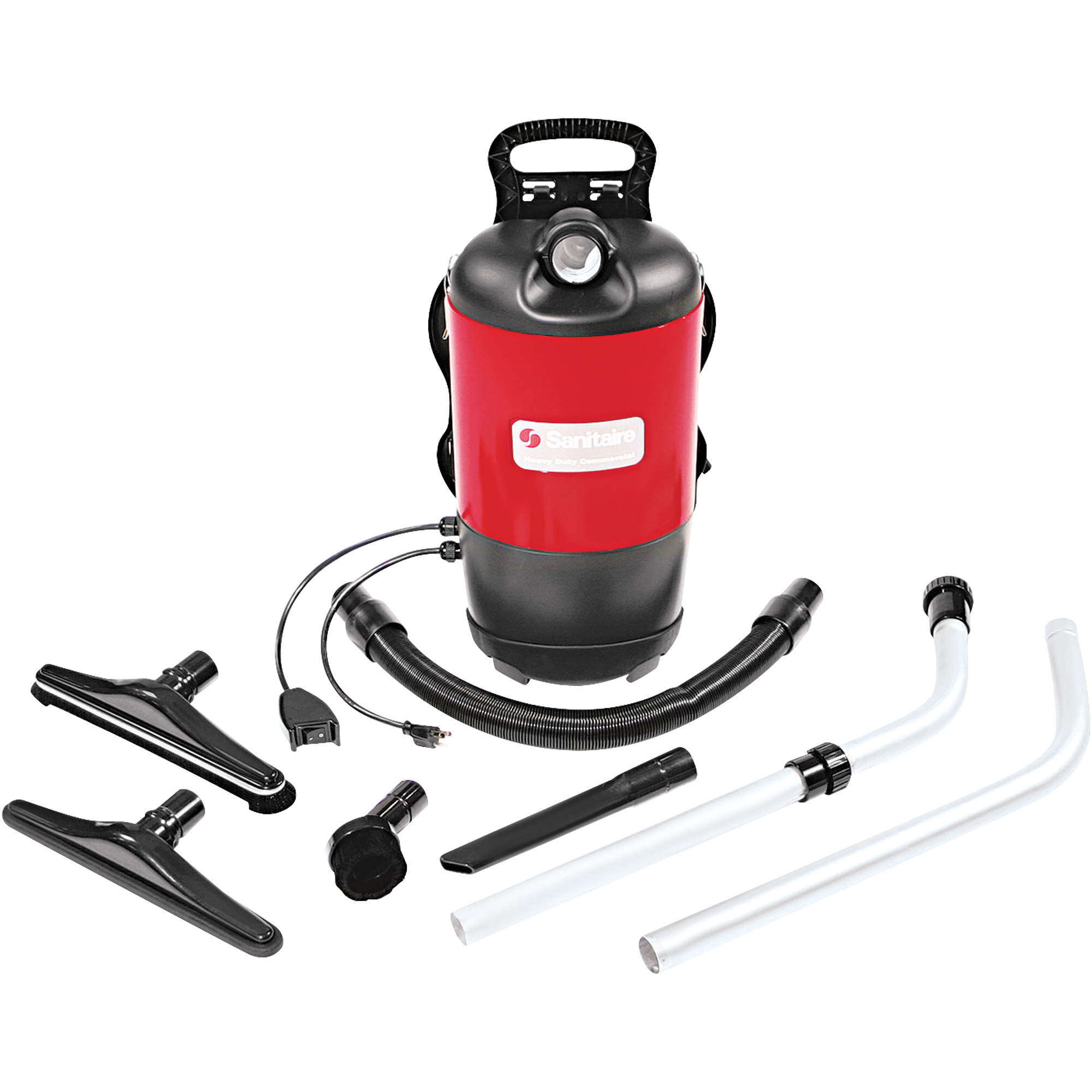 Sanitaire® TRANSPORT™ QuietClean® Backpack Vacuum, 12" Path Width, Red/Black, 1/Each