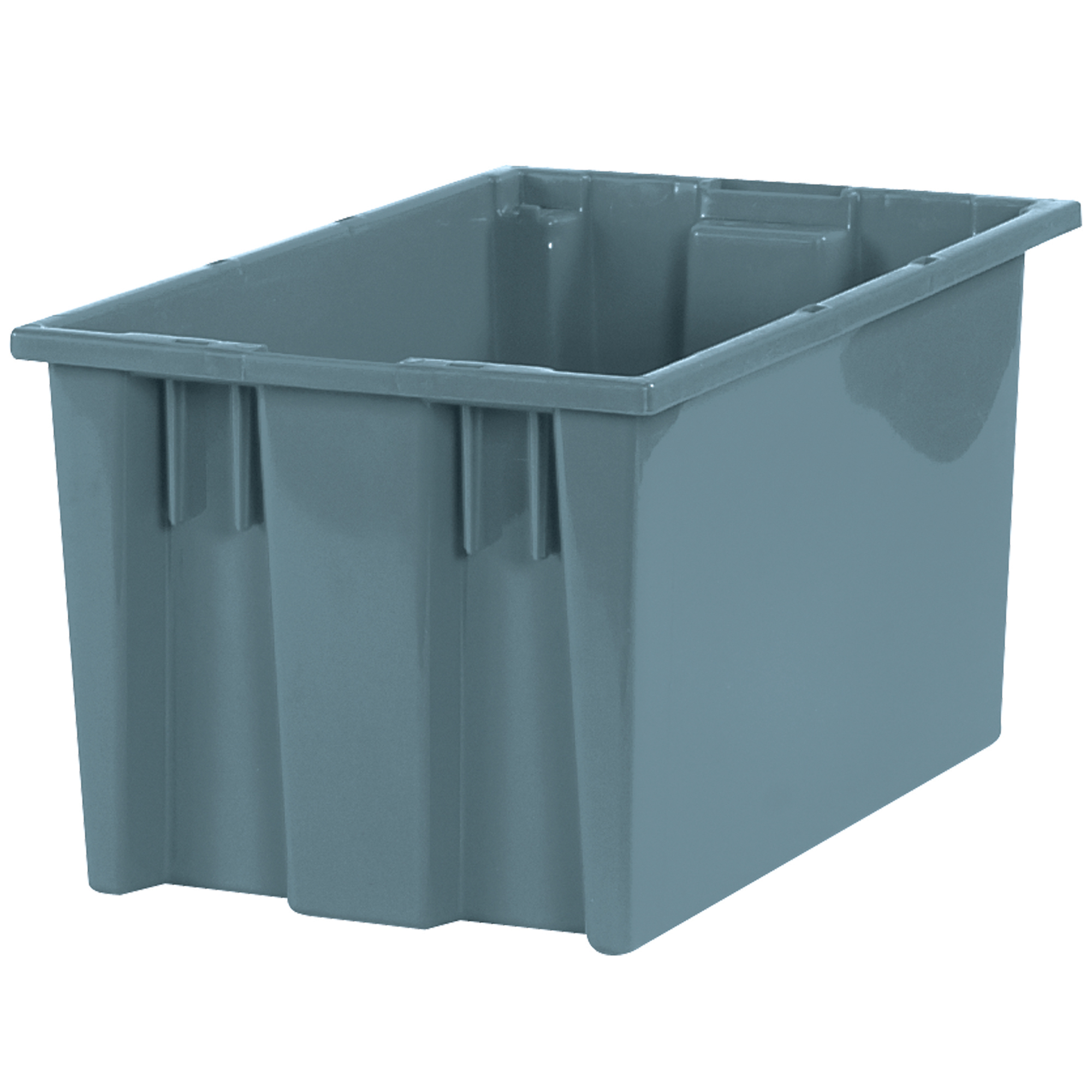 Stack & Nest Containers, 16" x 10" x 8 7/8", Gray, 6/Case