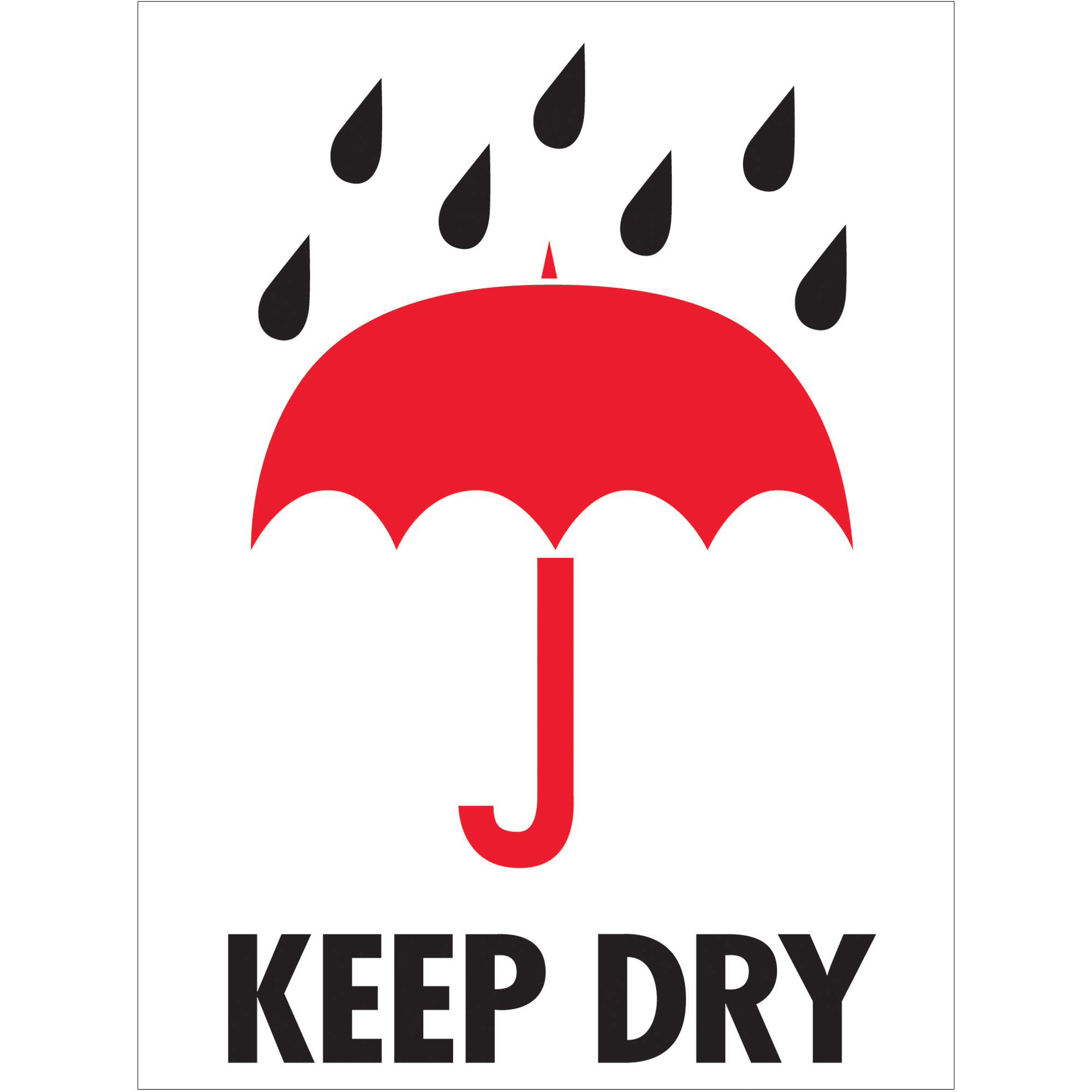Tape Logic® Labels, "Keep Dry", 3" x 4", Red/White/Black, 500/Roll