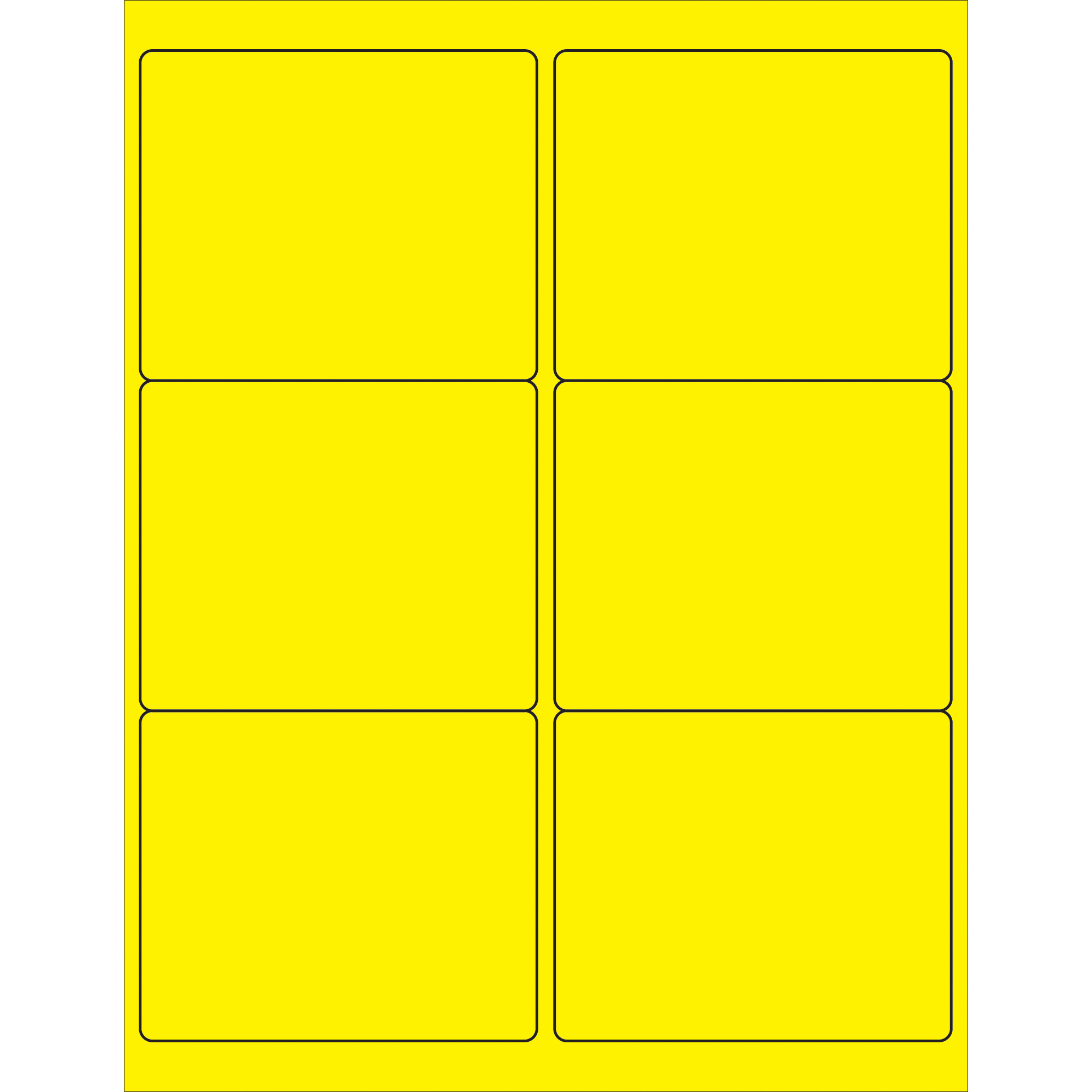 Tape Logic® Rectangle Laser Labels, 4" x 3 1/3", Fluorescent Yellow, 600/Case