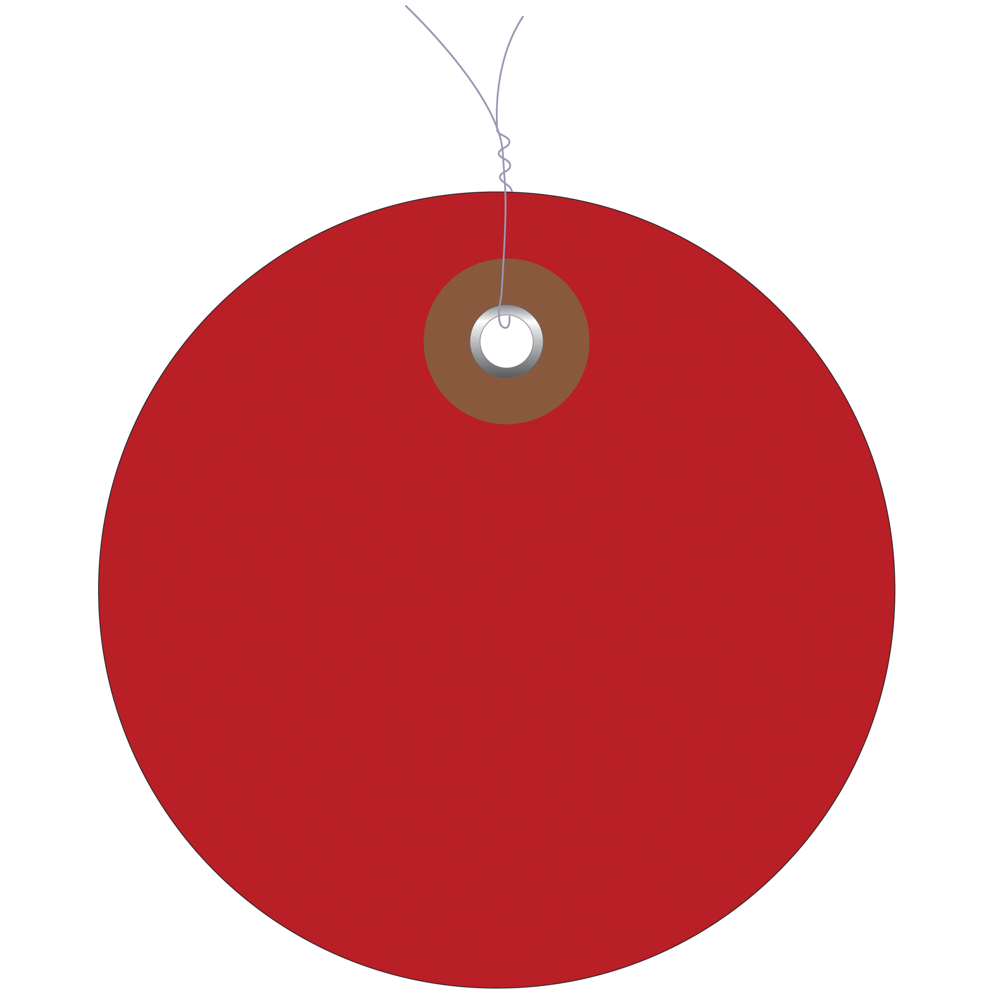 Plastic Circle Tags, Pre-Wired, 2", Red, 100/Each