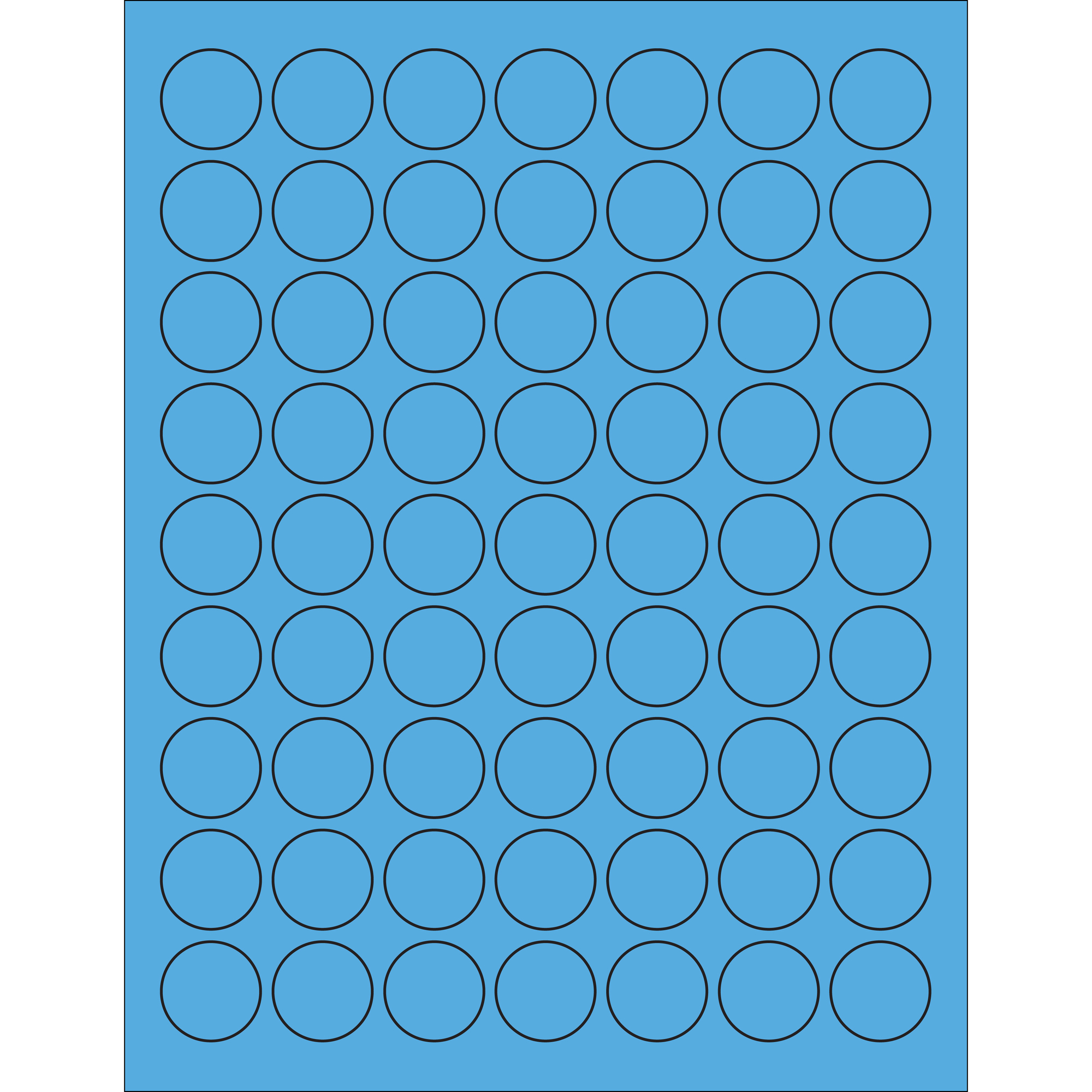 1" Fluorescent Blue Circle Laser Labels 100 SHEETS