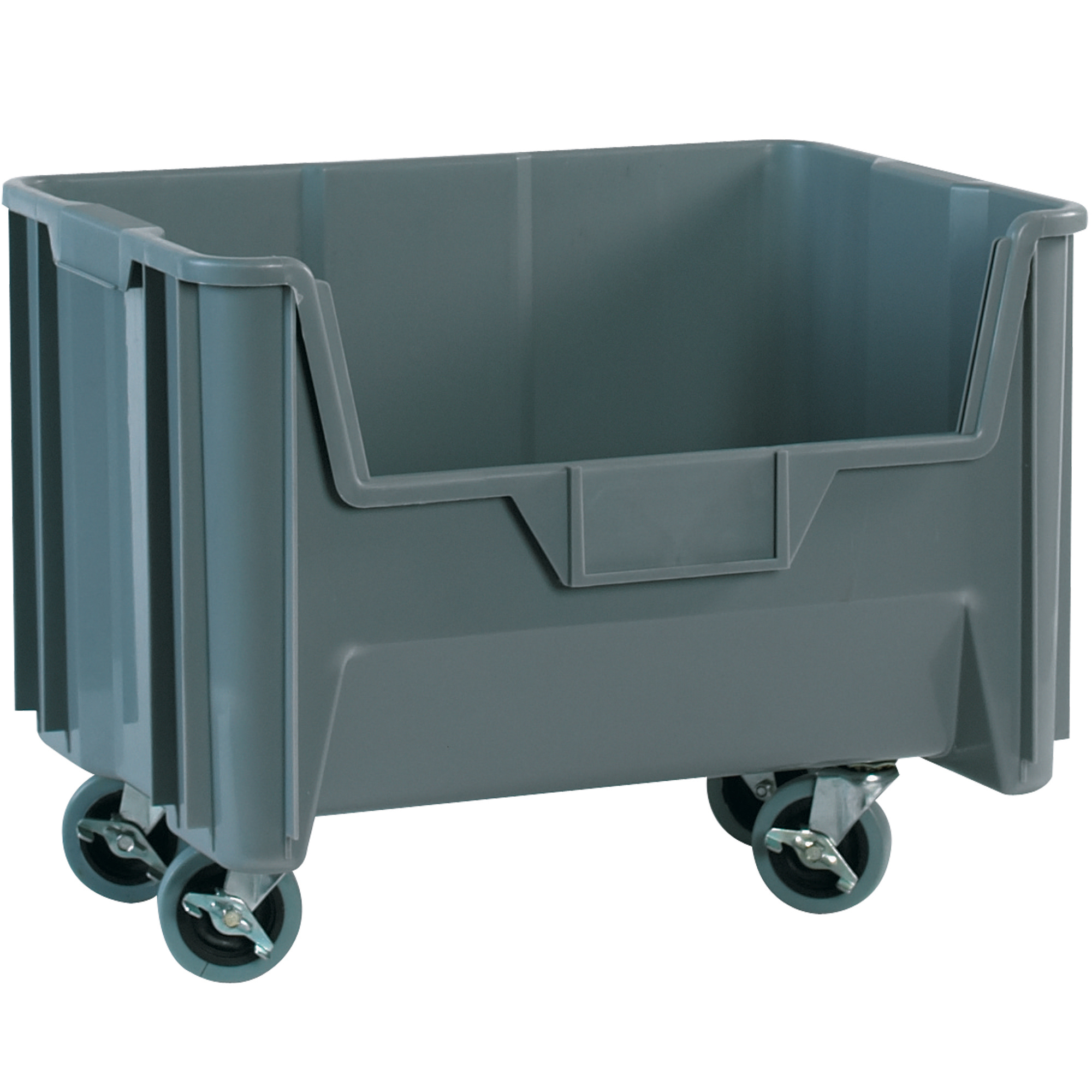 Mobile Giant Stackable Bins, 19 7/8" x 15 1/4" x 12 7/16", Gray, 3/Case