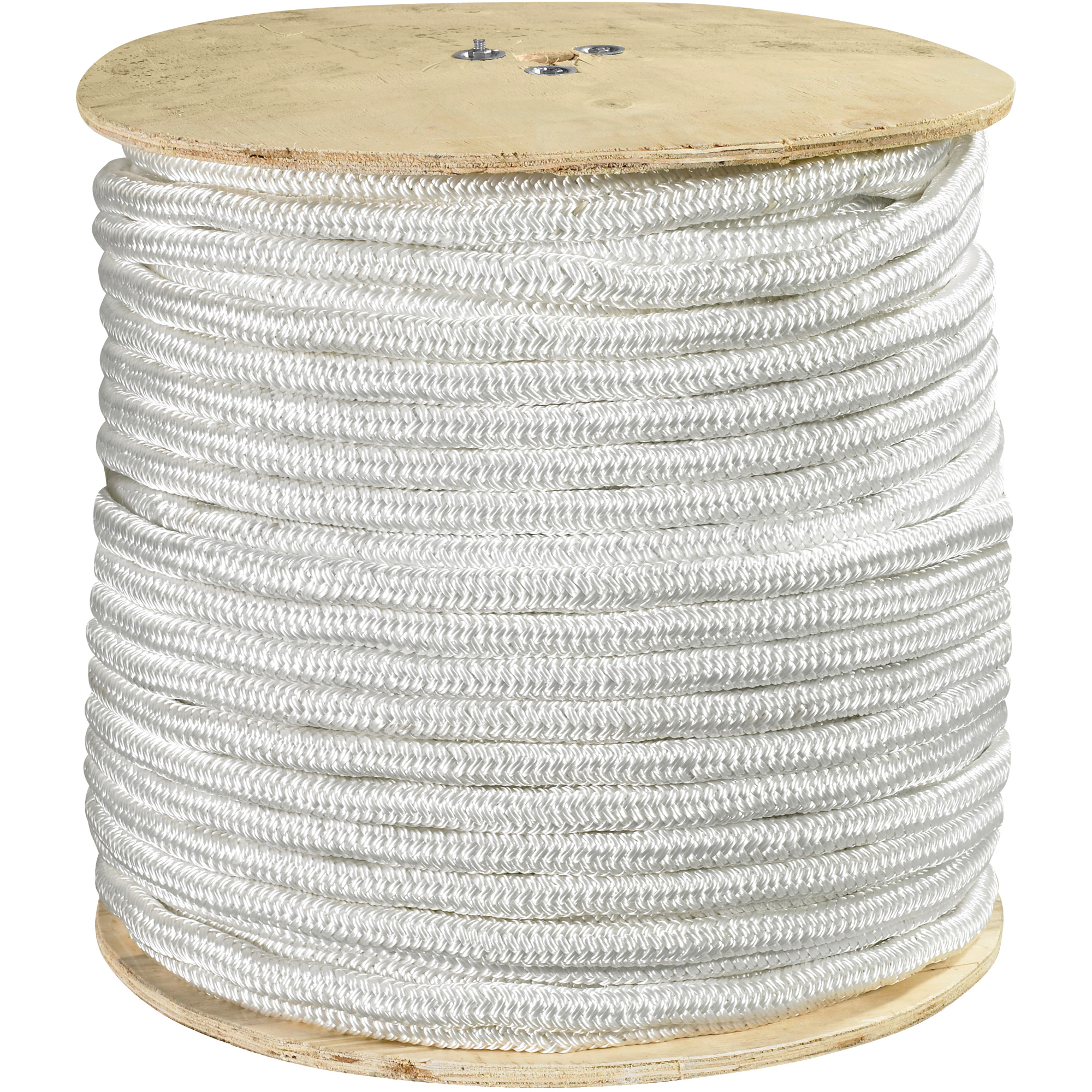Double Braided Nylon Rope, 6,500 lb, 1/2", White, 600'/Case