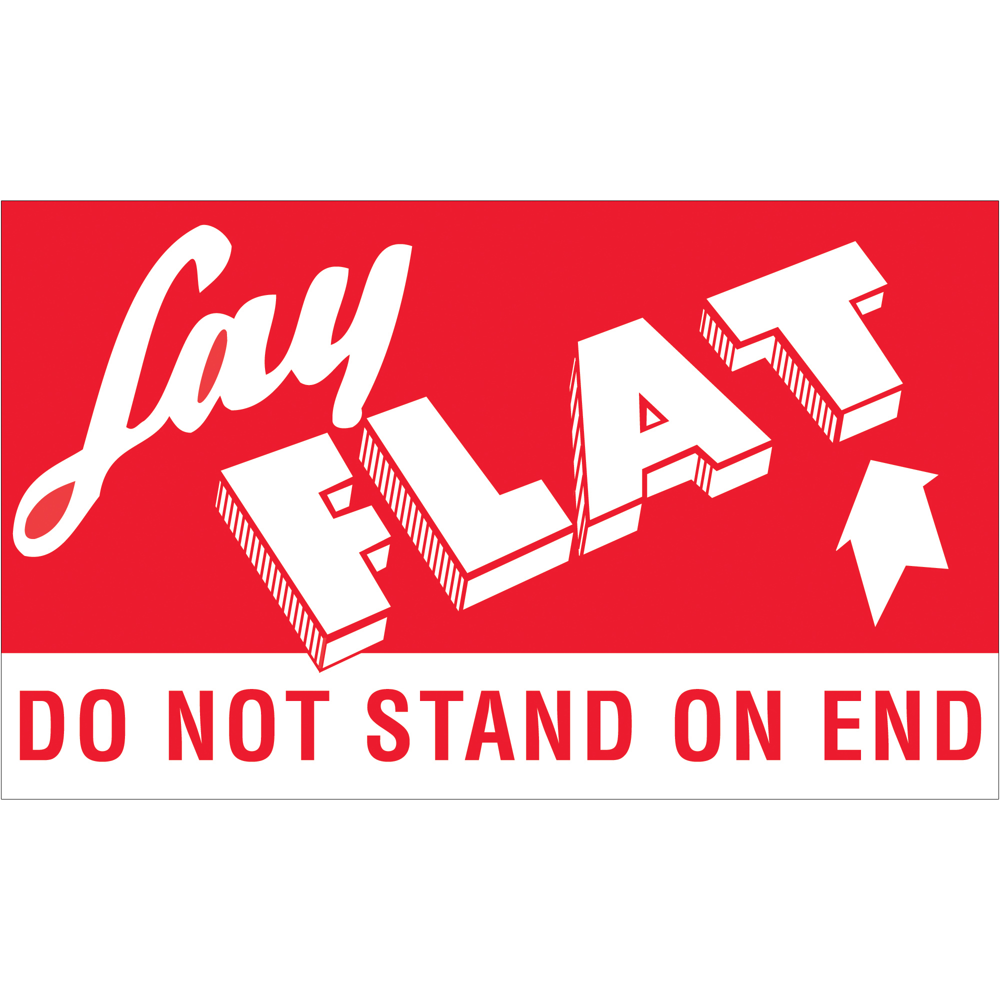 Tape Logic® Labels, "Lay Flat - Do Not Stand On End", 3" x 5", Red/White, 500/Roll