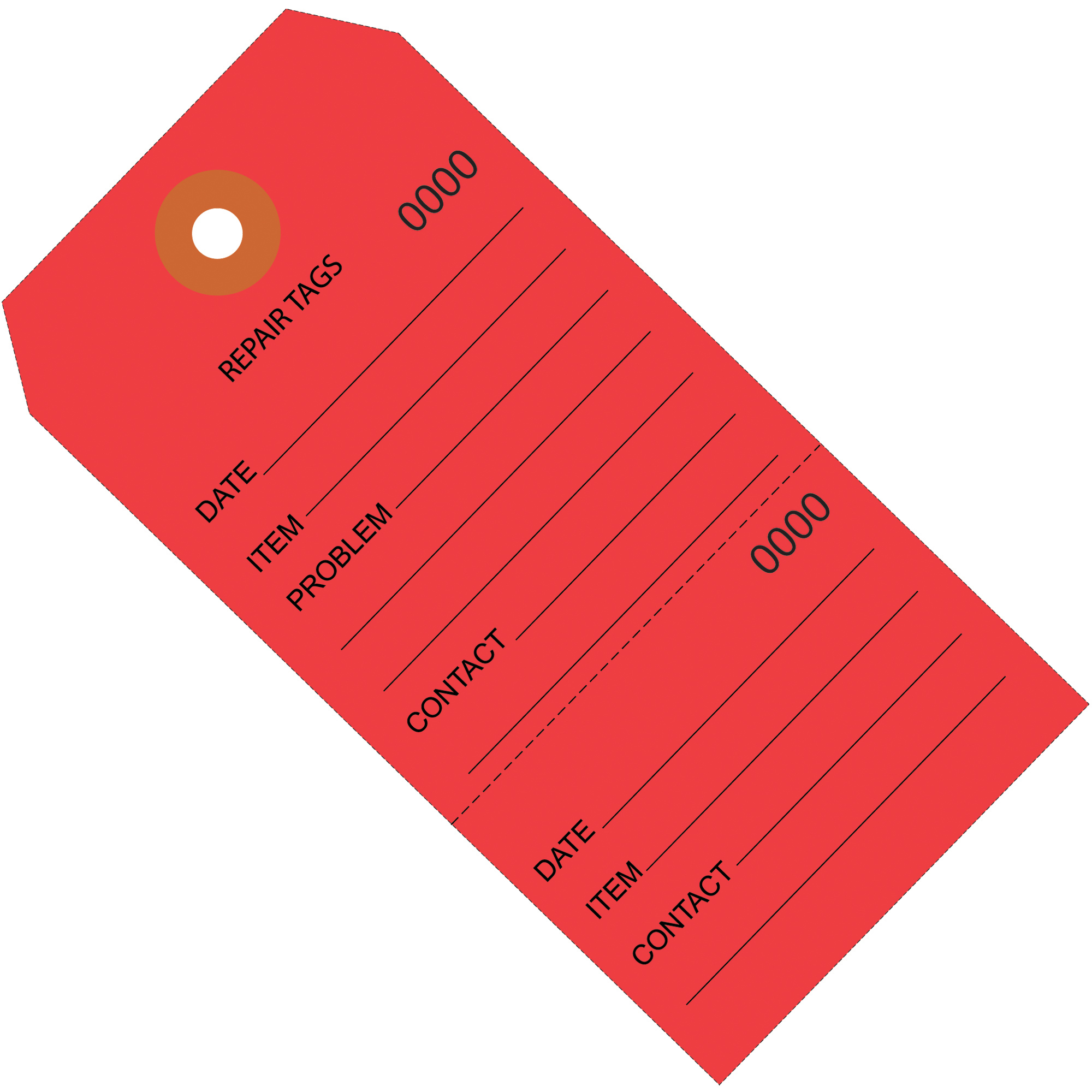 Repair Tags, Consecutively Numbered, 4 3/4" x 2 3/8", Red, 1000/Case