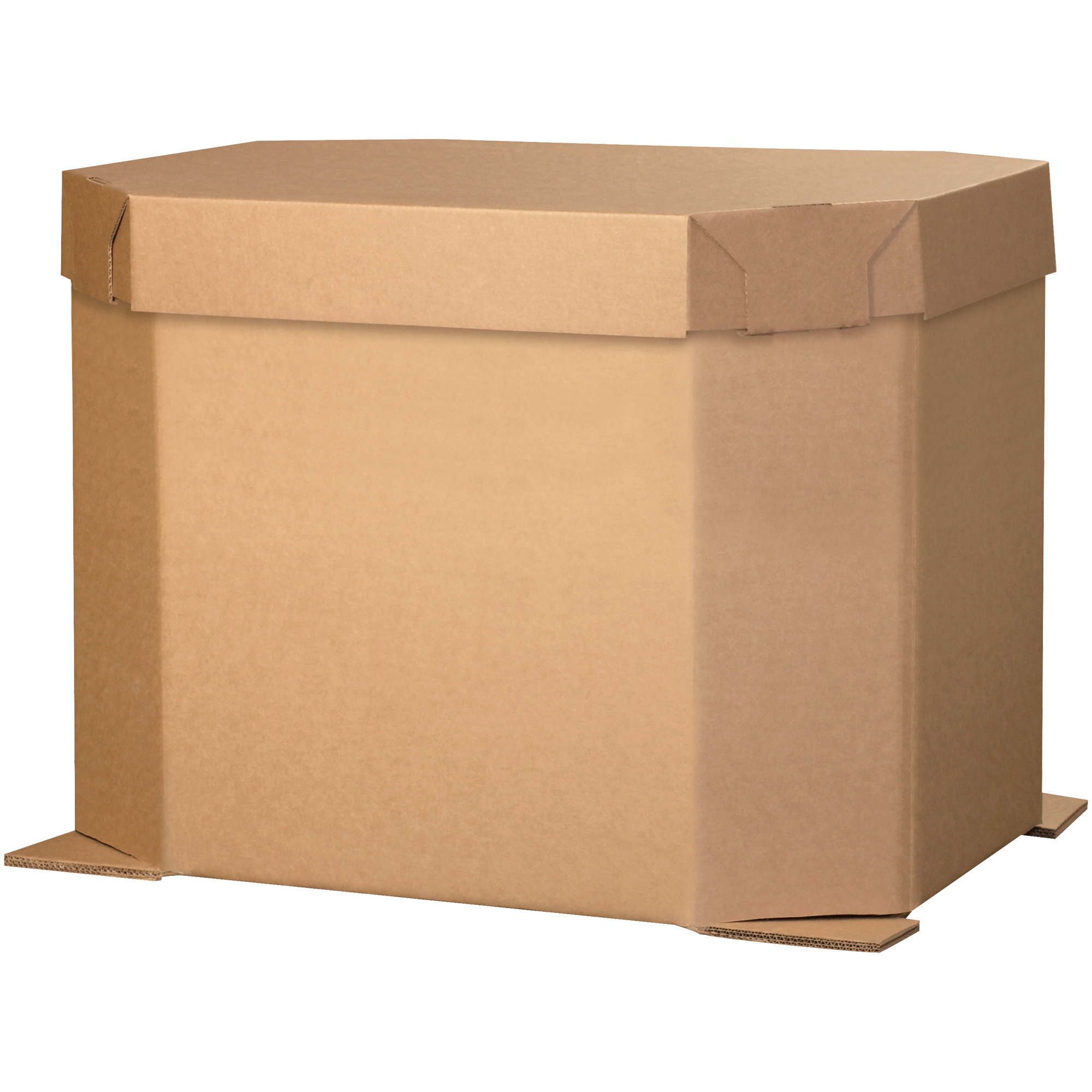 Triple Wall Octagon Bulk Bins, 46" x 38" x 24", Kraft, 5/Bundle; 30/Skid