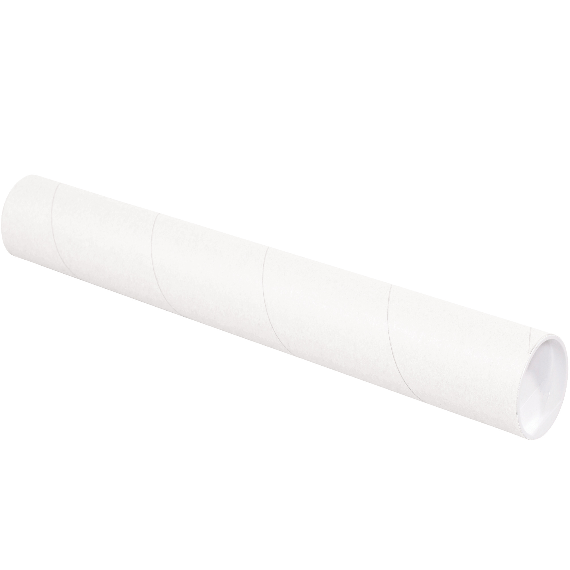 Mailing Tubes with Caps, 3" x 20", White, 24/Case