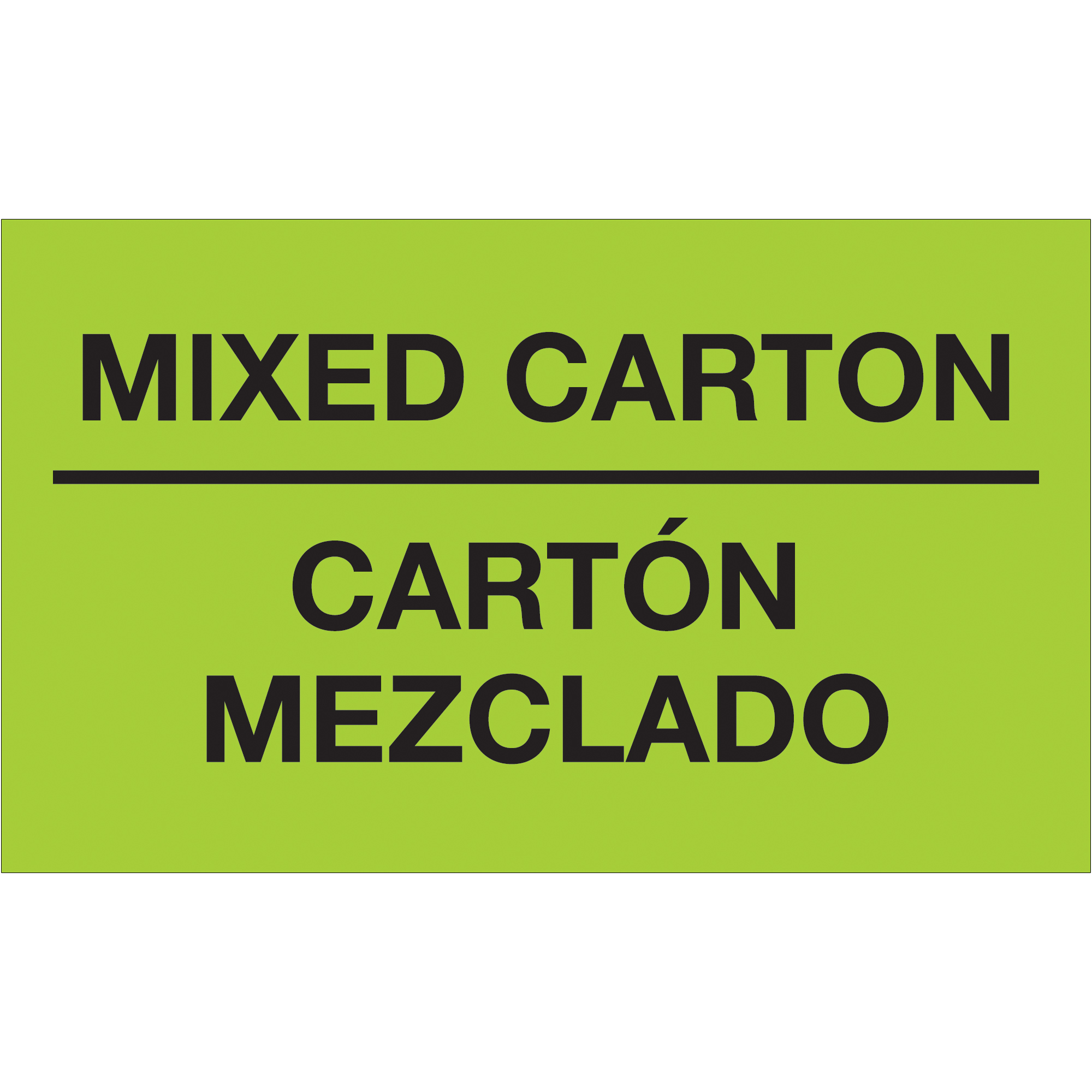 Tape Logic® Bilingual Labels, "Mixed Carton - Carton Mezclado", 3" x 5", Fluorescent Green, 500/Roll
