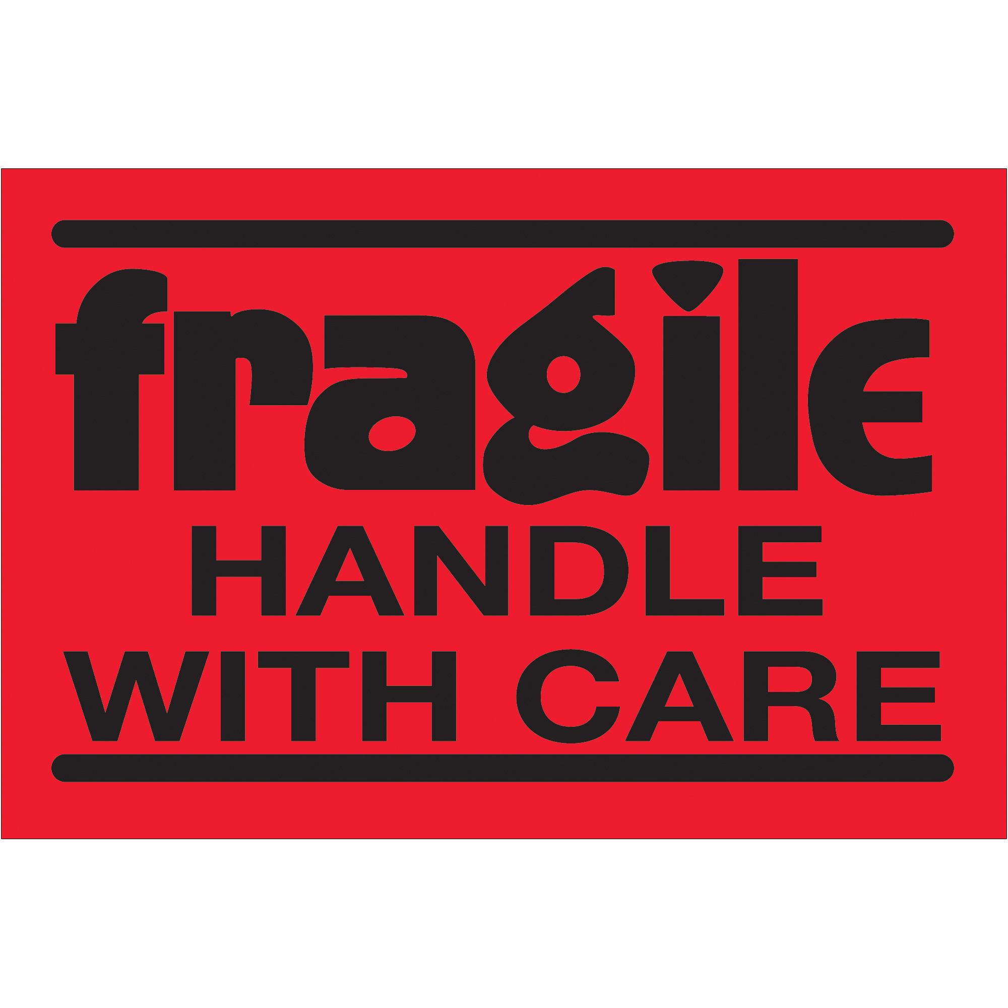 Tape Logic® Labels, "Fragile Handle With Care", 2" x 3", Fluorescent Red, 500/Roll