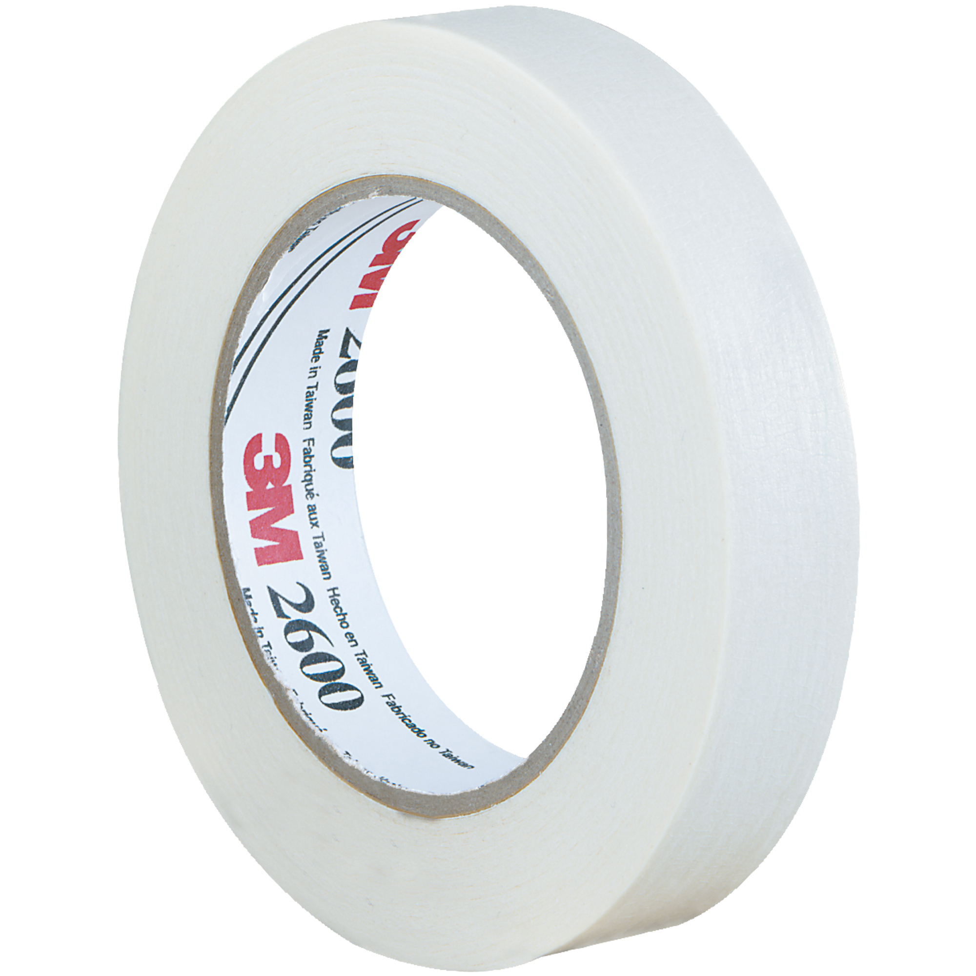 3M™ 2600 Masking Tape, 4.4 Mil, 1" x 60 yds., White, 36/Case