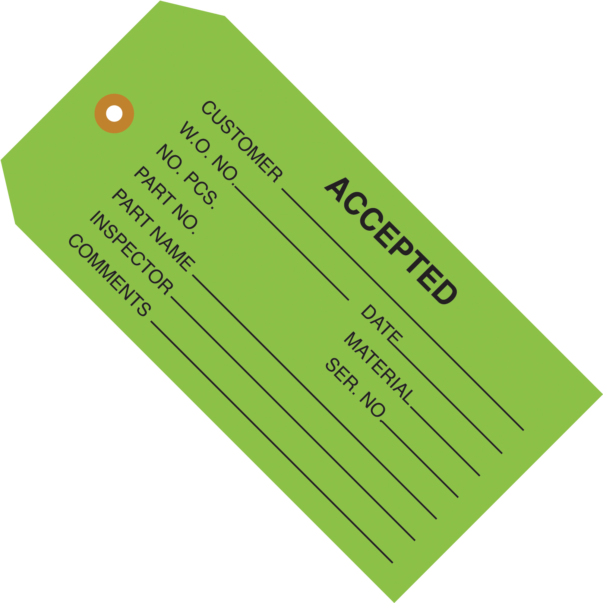 Inspection Tags, "Accepted", 4 3/4" x 2 3/8", Green, 1000/Case