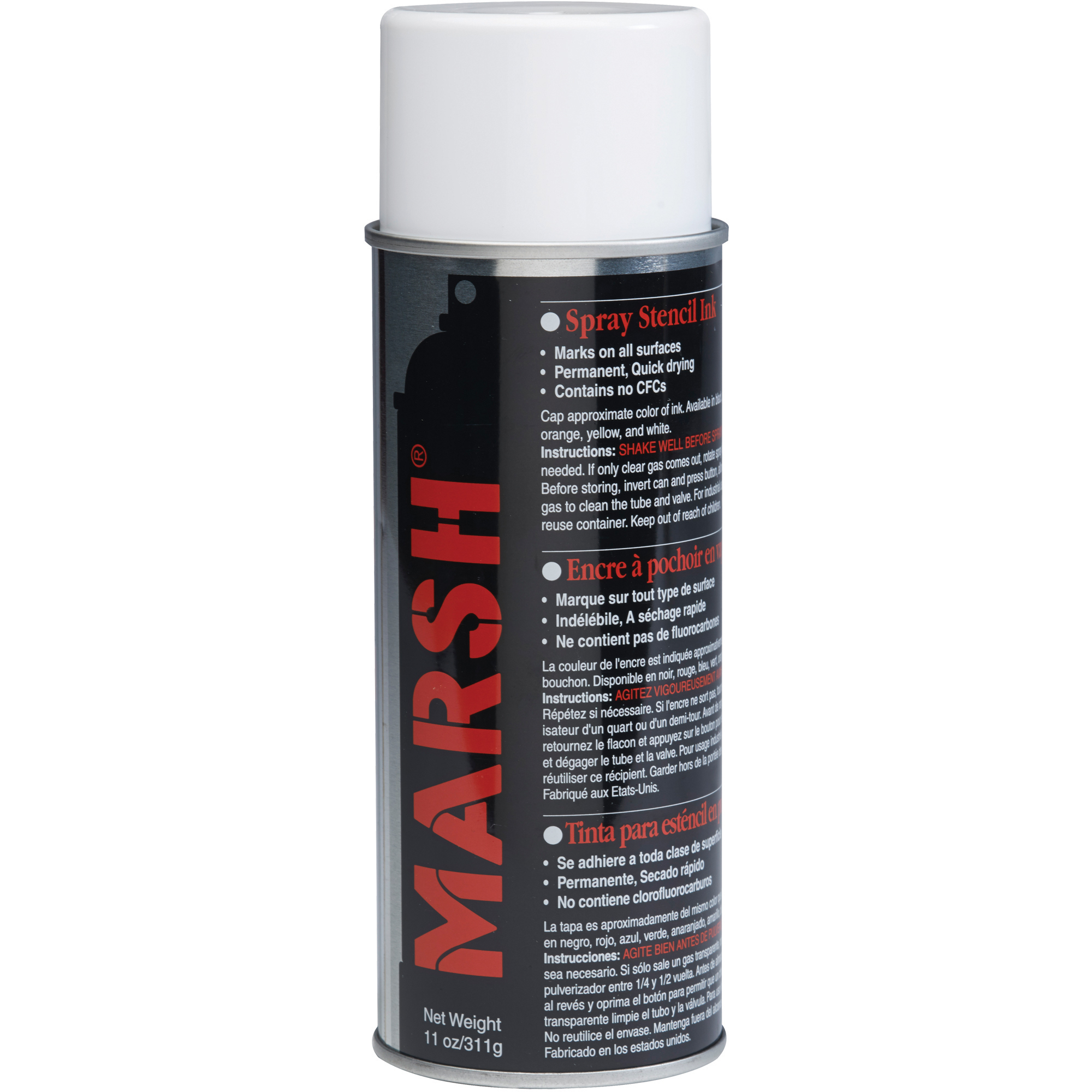 Marsh® Spray Stencil Ink, White, 12/Case