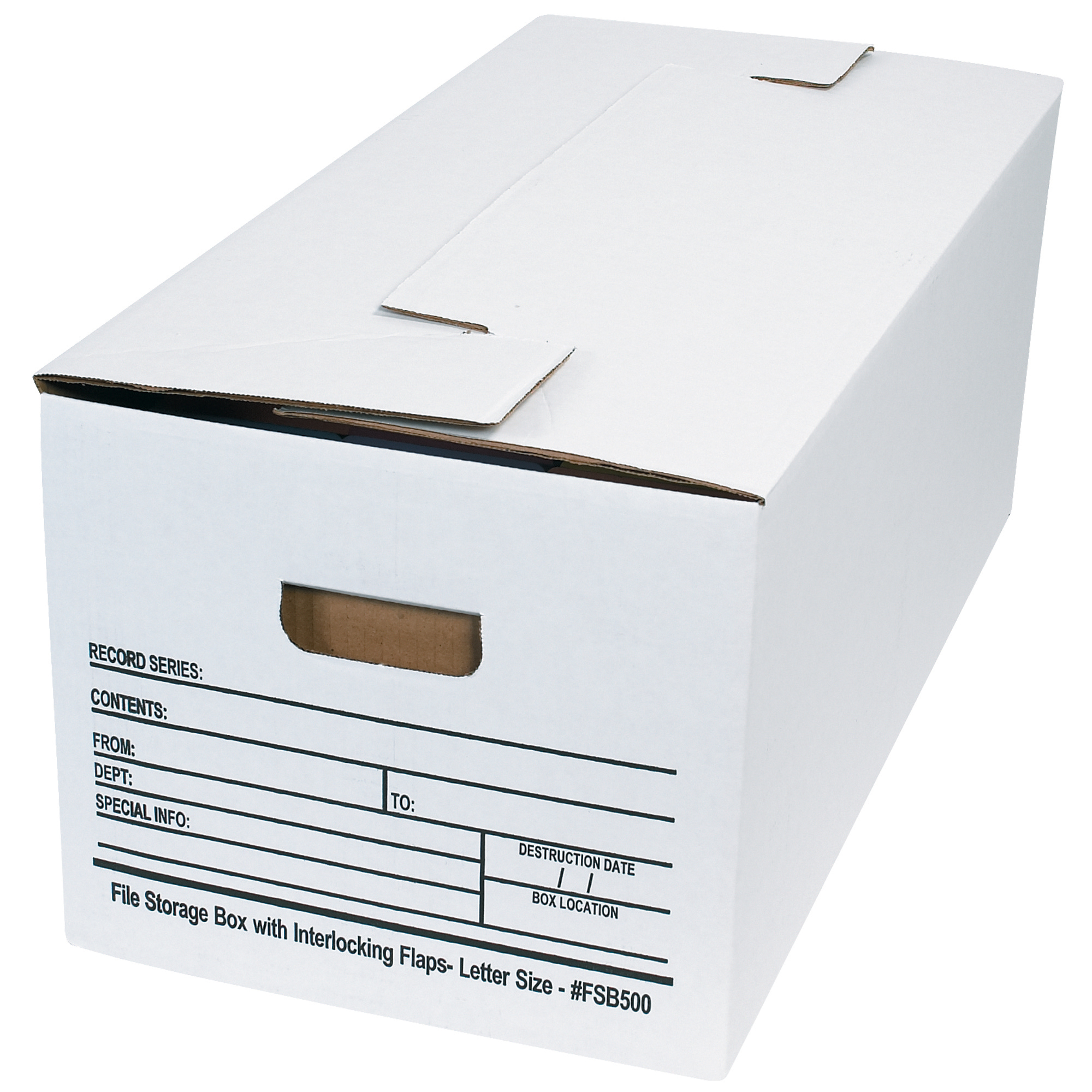 File Storage Boxes, Interlocking Flap, 24" x 12" x 10", White, 12/Case