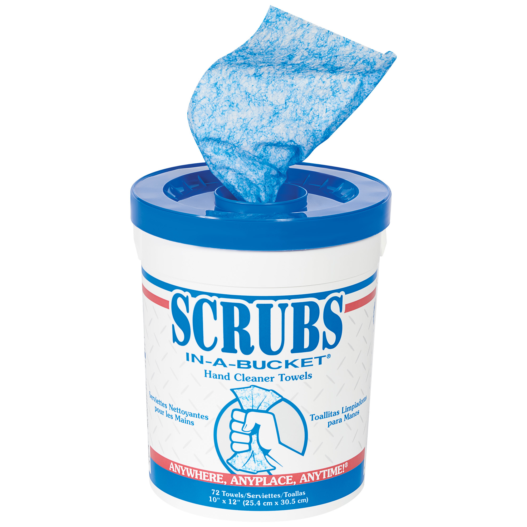 Scrubs In-a-Bucket® Hand Cleaner Towels, Blue, 6/Case