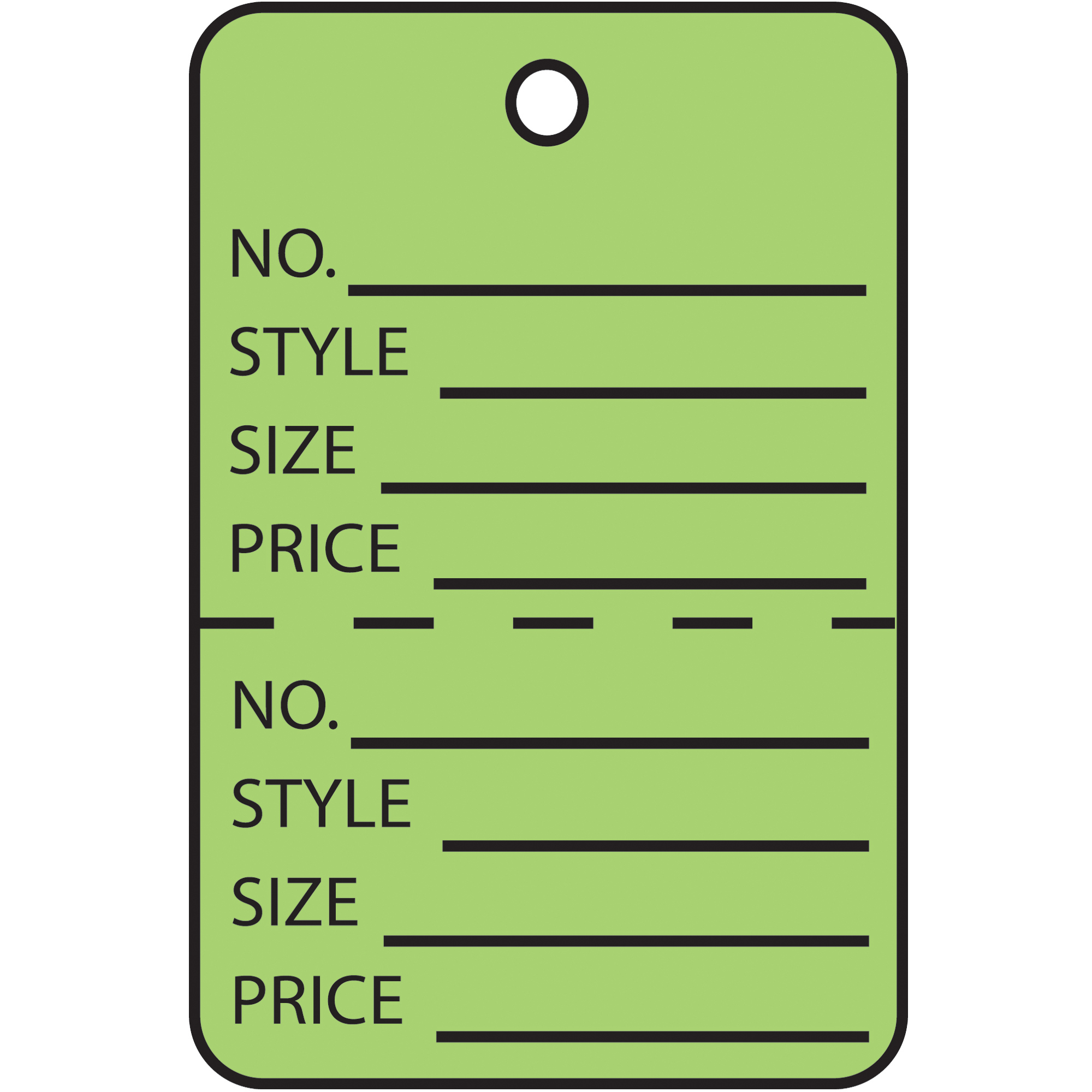 Garment Tags, Perforated, 1 3/4" x 2 7/8", Green, 1000 /Case