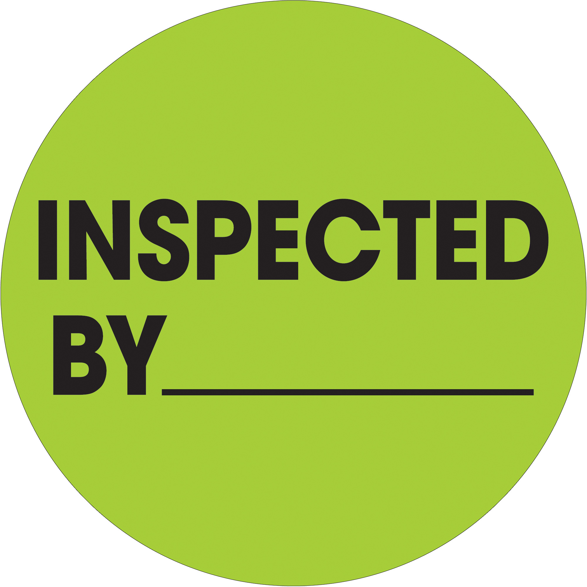 Tape Logic® Labels, "Inspected By", 2" Circle, Fluorescent Green, 500/Roll