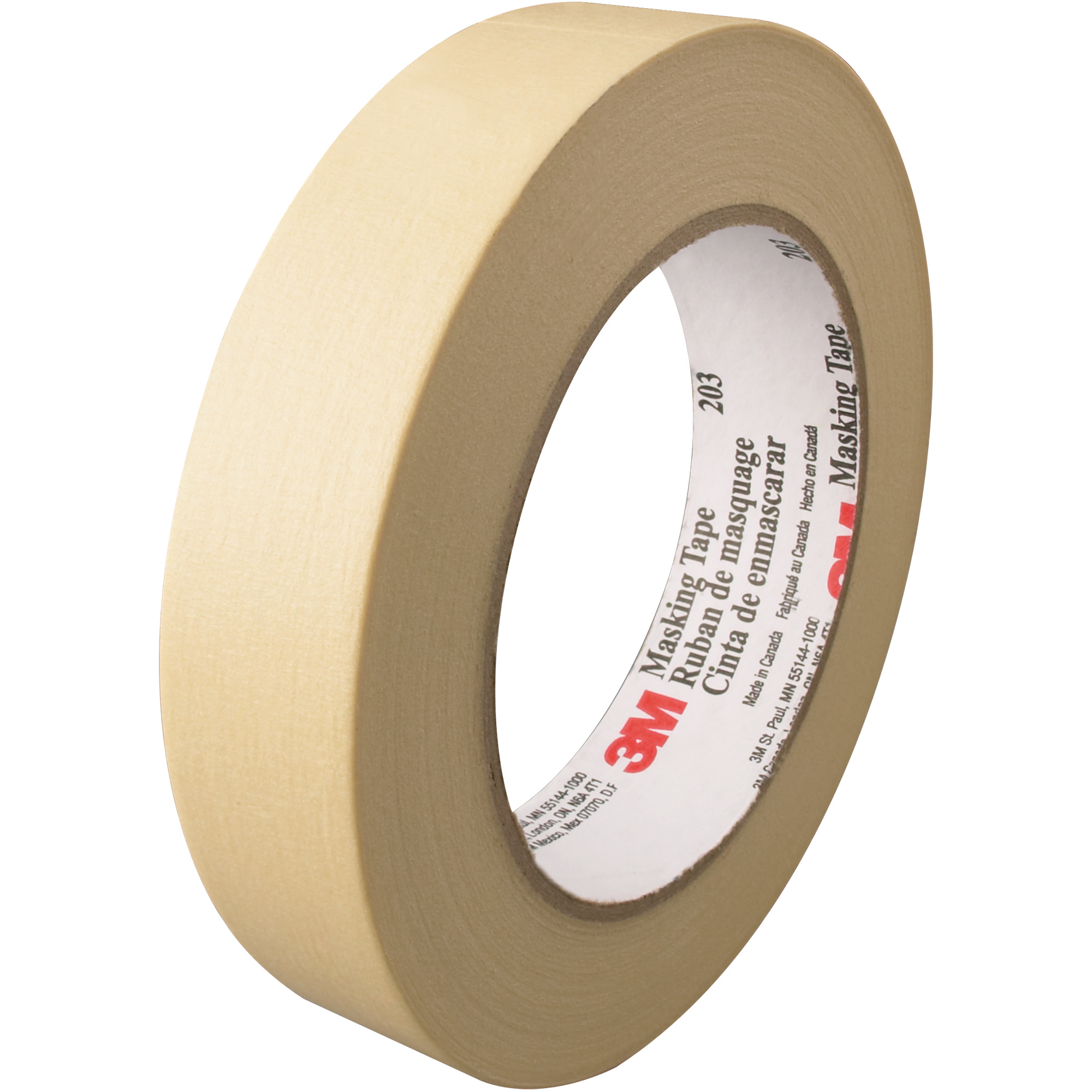 3M™ 203 Masking Tape, 4.7 Mil, 1" x 60 yds., Natural, 36/Case